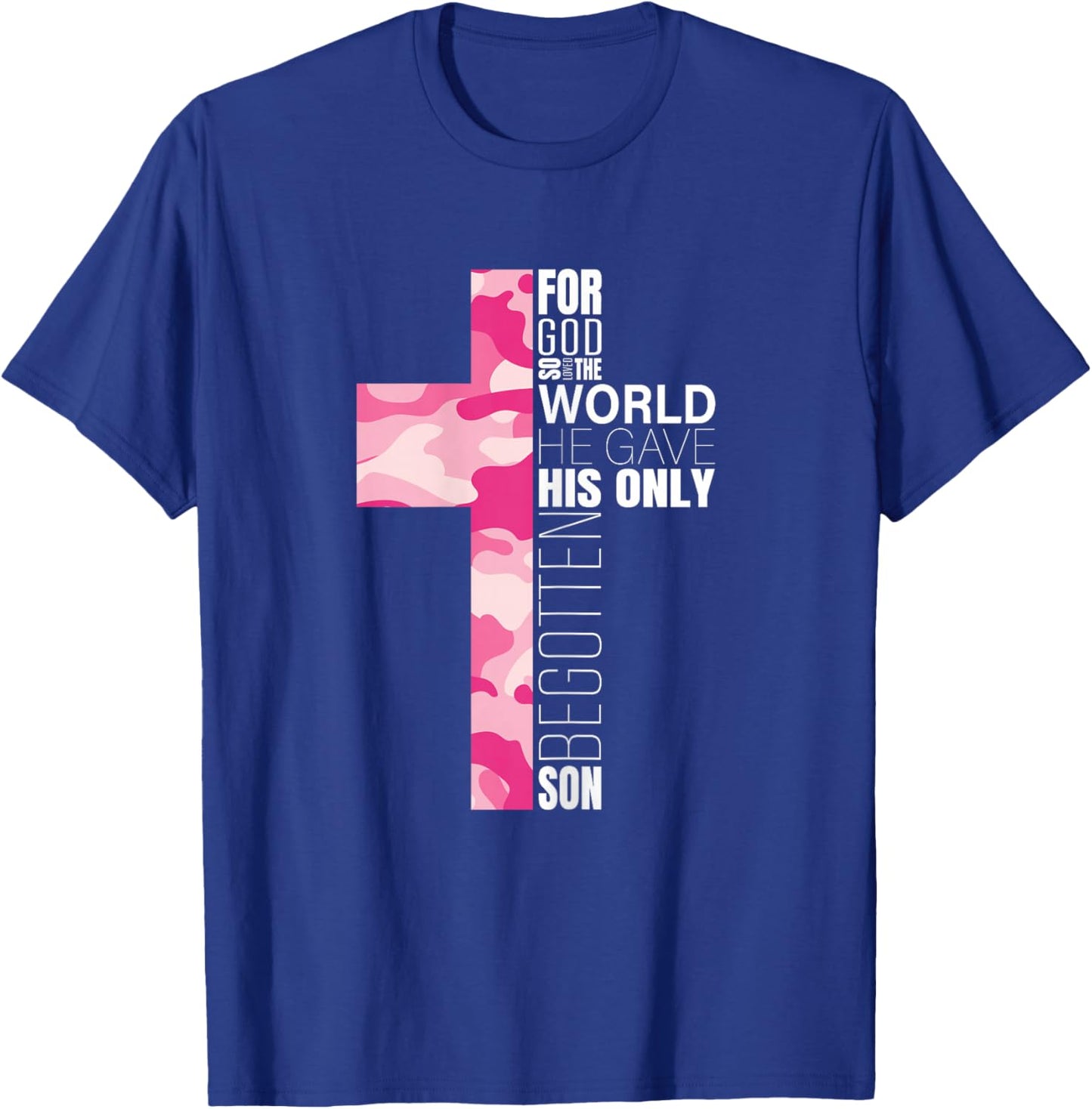 Cute Pink Camo Christian Cross Verse Gifts Women Teen Girls T-Shirt - T-Shirt | Royal