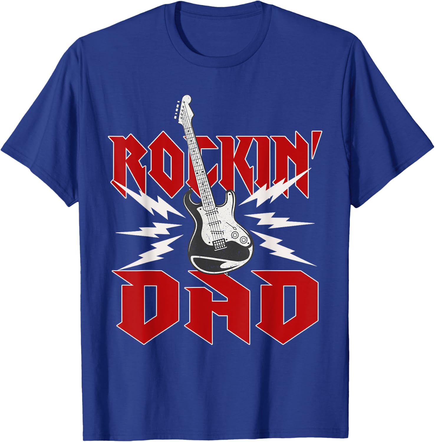 Dad Rockin One Birthday Family Matching Rock Guitar T-Shirt - T-Shirt | Royal