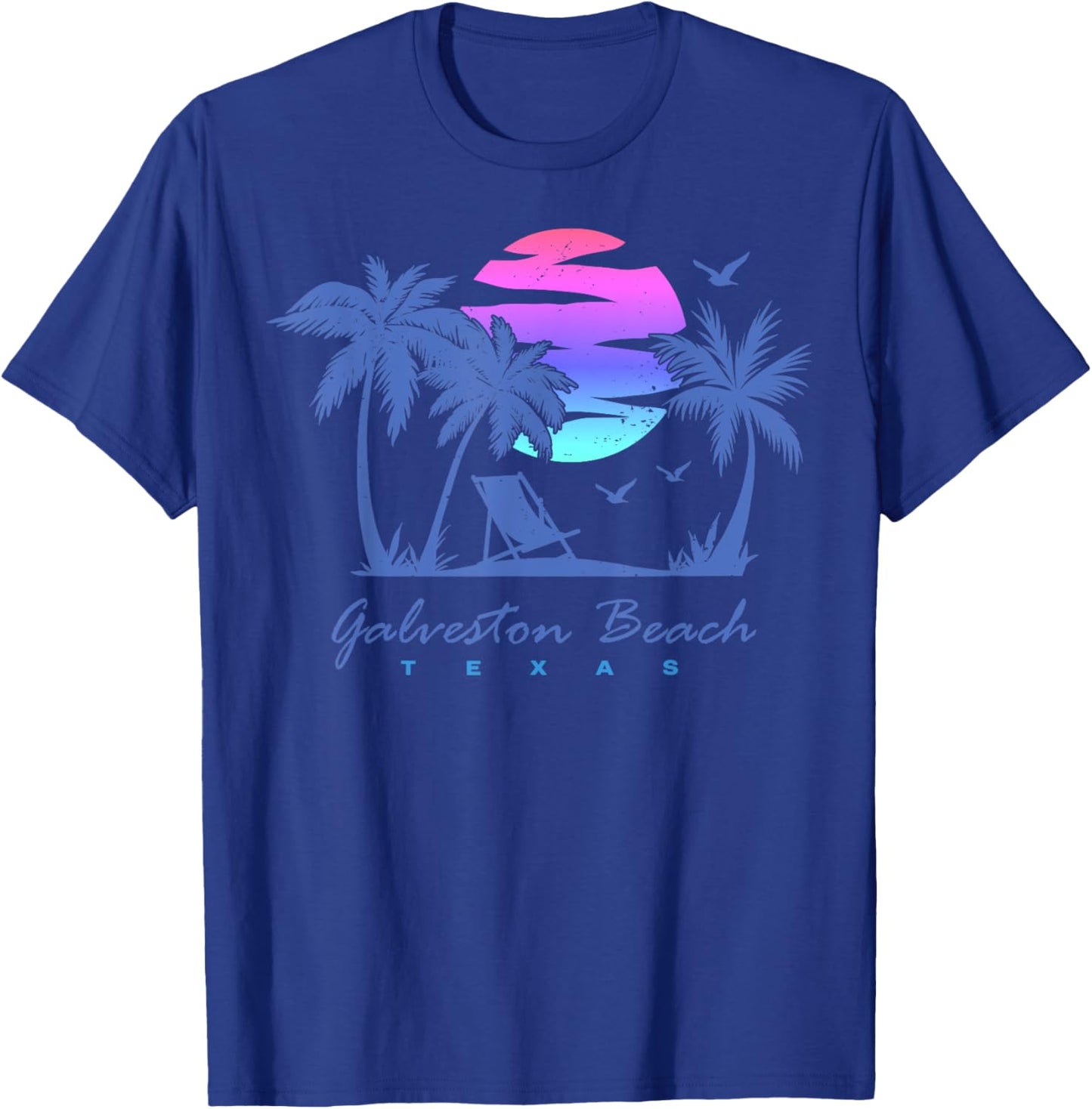 GALVESTON BEACH TEXAS Spring Break Vacation Vintage Sunset T-Shirt - T-Shirt | Royal