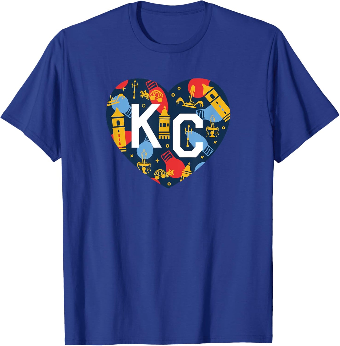 Kansas City KC Plaza Lights Holiday Festive Christmas Heart T-Shirt - T-Shirt | Royal