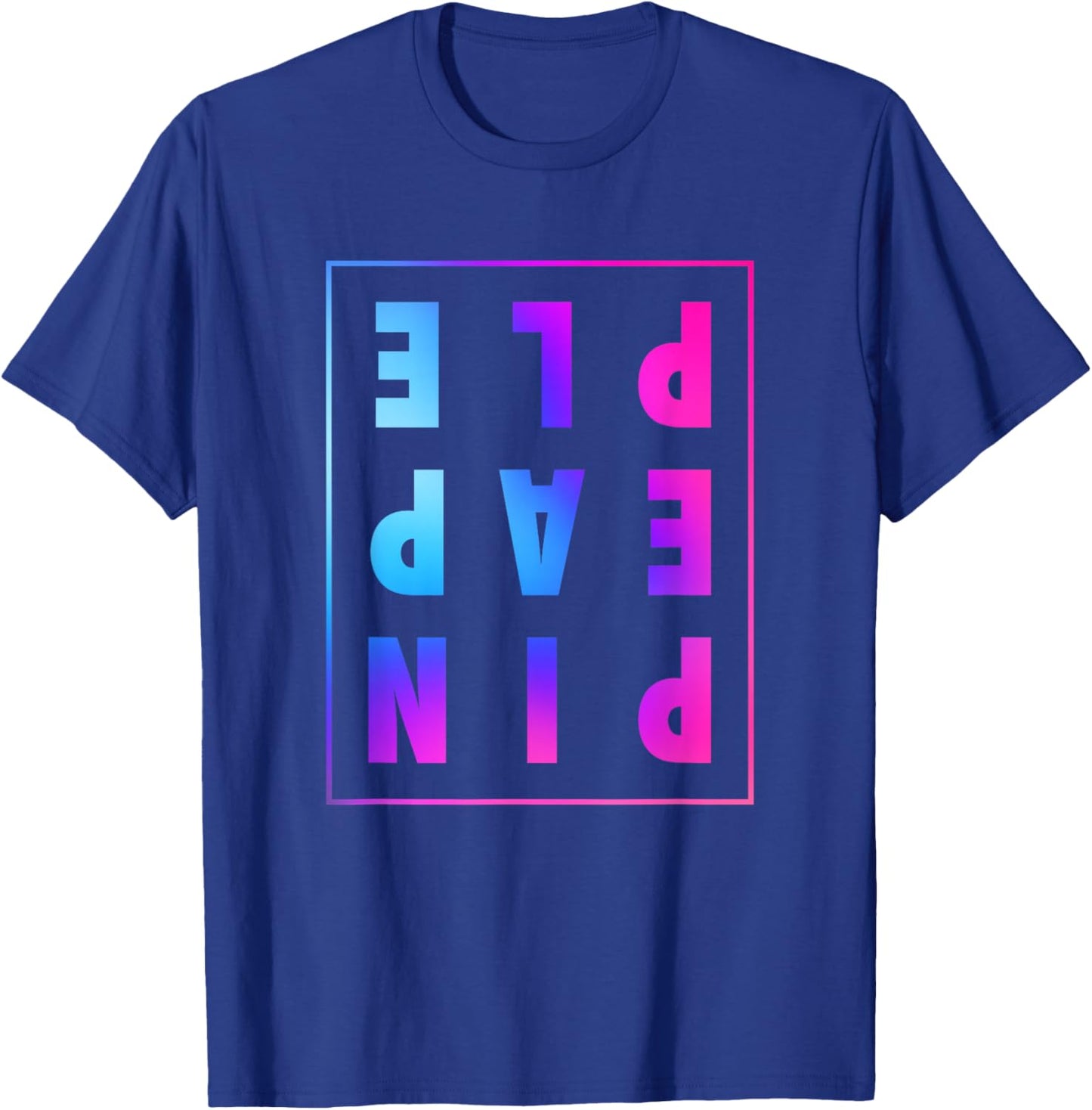 Retro Upside Down Pineapple Swinger Pastel Text Grid T-Shirt - T-Shirt | Royal