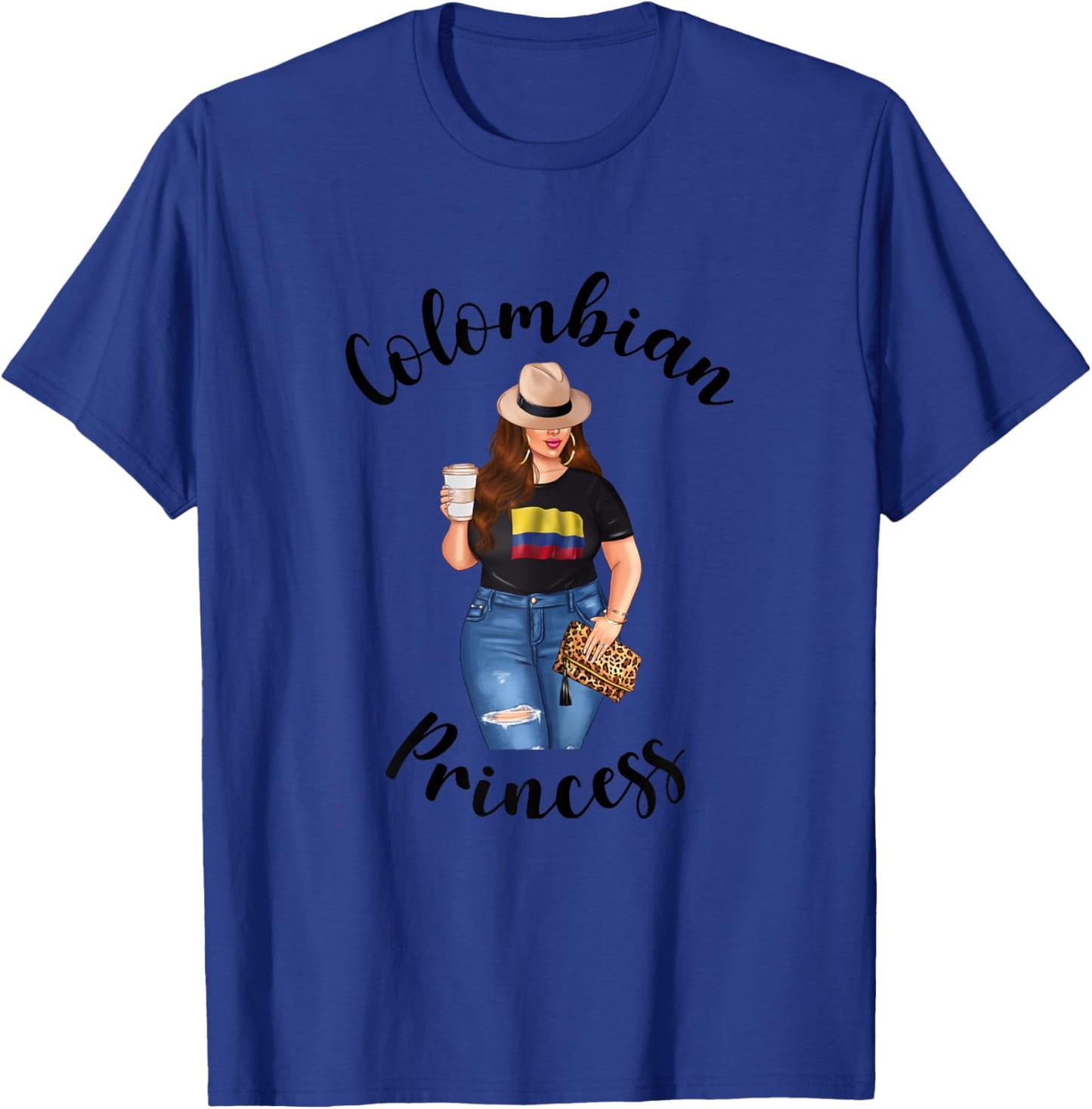 Colombian Princess Woman Colombiana Flag of Colombia Coffee T-Shirt - T-Shirt | Royal