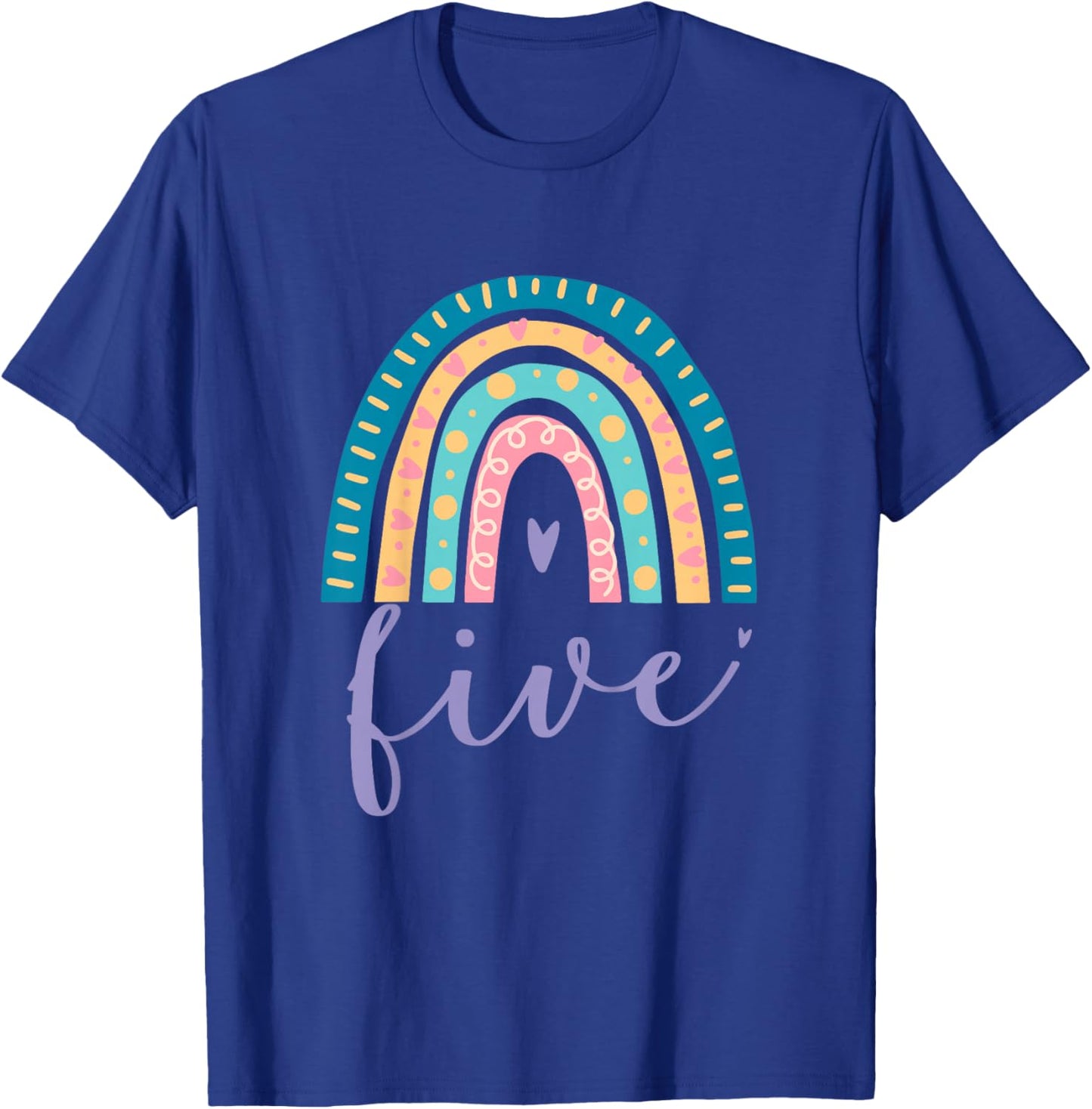 Five Year Old Rainbow 5th Birthday Gifts For Girls 5 Bday T-Shirt - T-Shirt | Royal