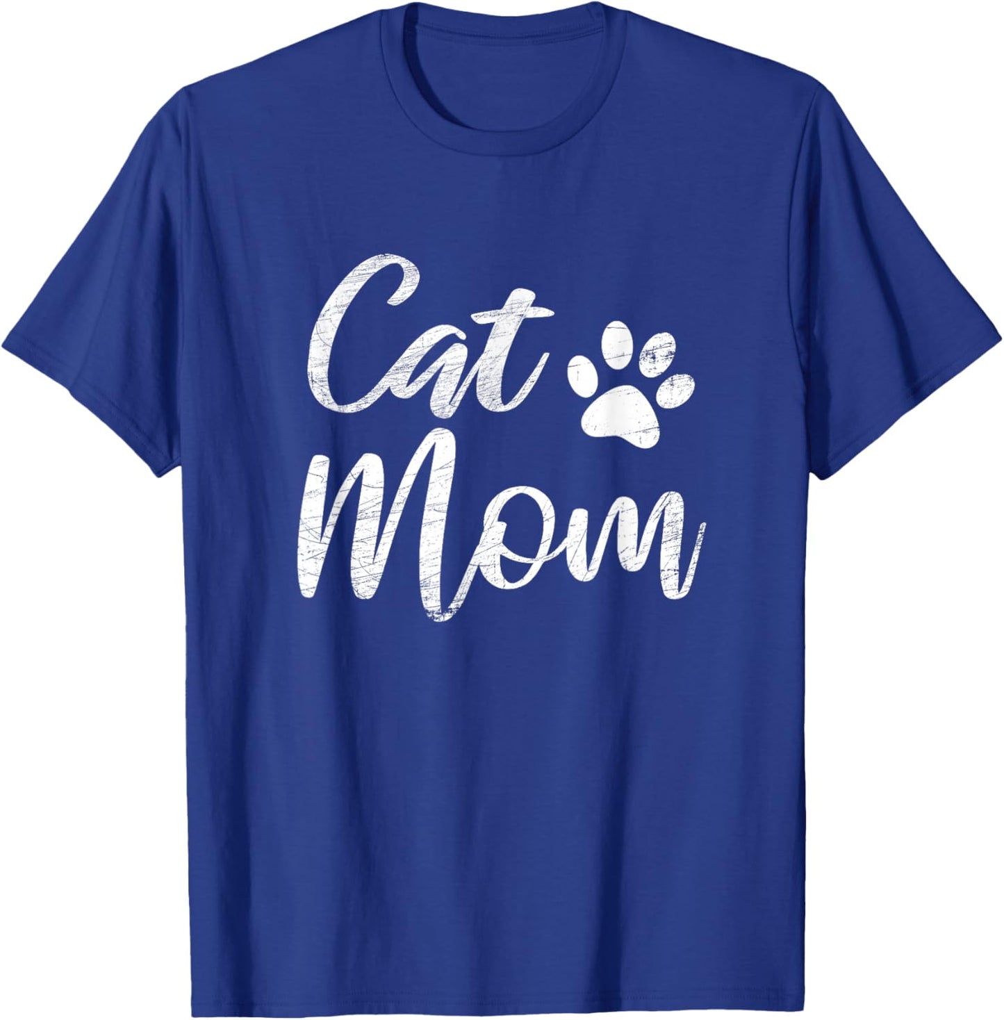 Cat Mom Vintage Distressed Design - Funny Cat Paw - Classic T-Shirt - T-Shirt | Royal