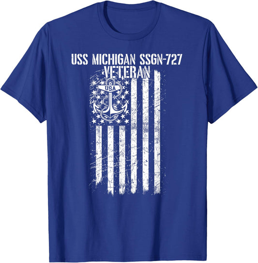 USS Michigan SSGN-727 Guided Missile Submarine Veteran T-Shirt - T-Shirt | Royal