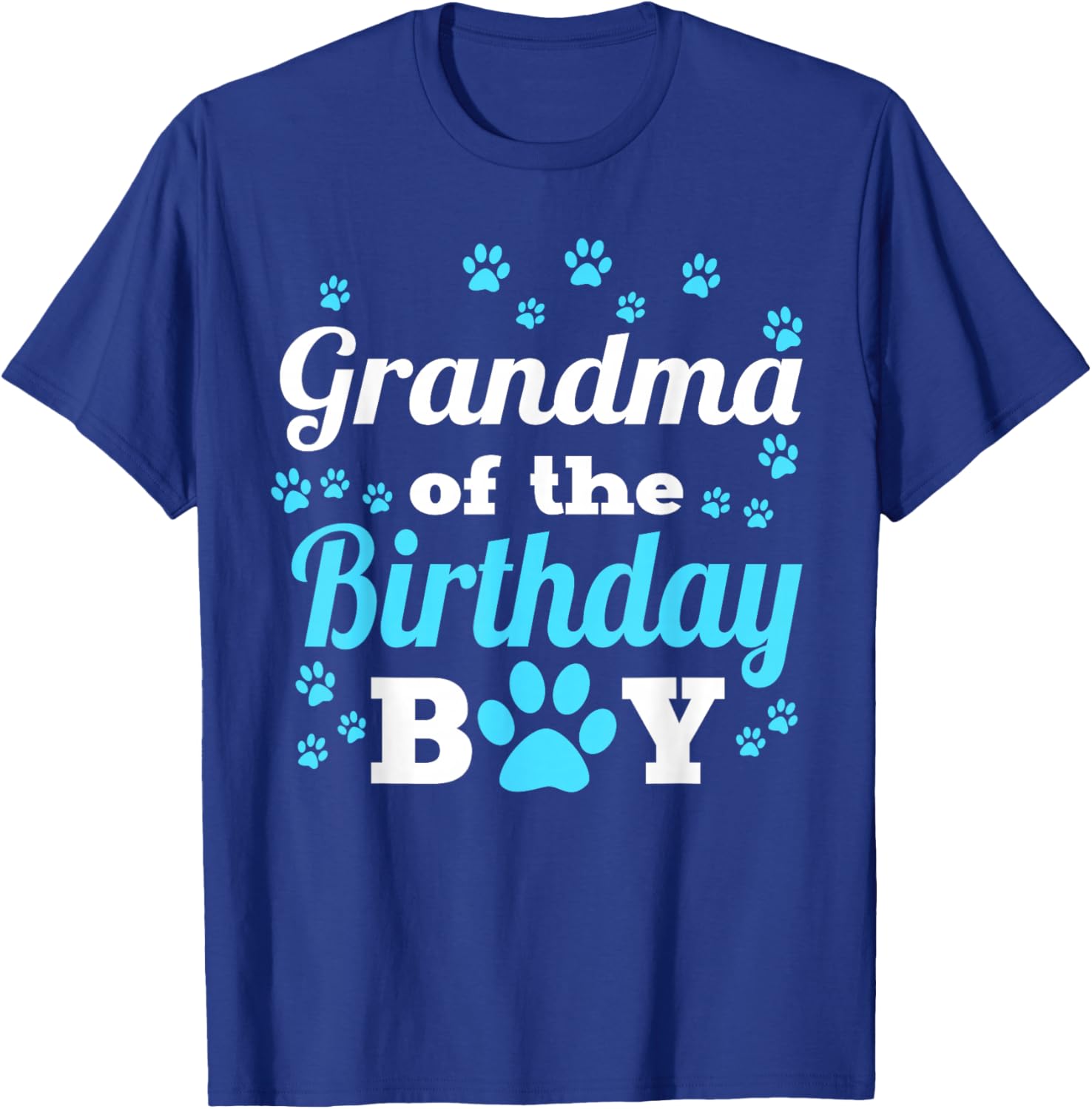 Grandma of The Birthday Boy Dog Paw Bday Party Celebration Small T-Shirt - T-Shirt | Royal