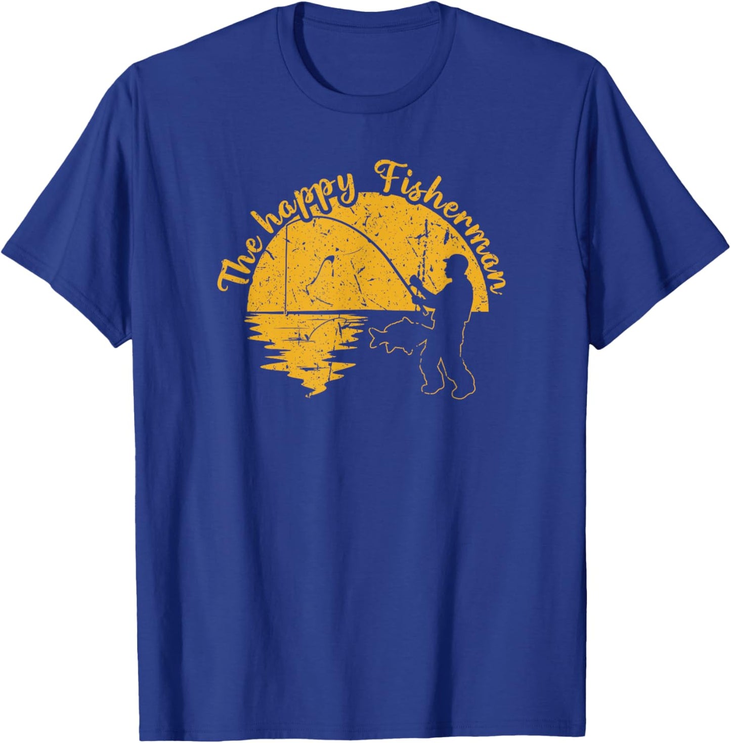 The Happy Fisherman, Funny Fishing T-Shirt - T-Shirt | Royal
