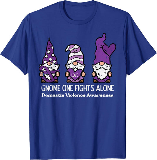 Domestic Violence Gnome One Fights Alone Awareness Kid Women T-Shirt - T-Shirt | Royal