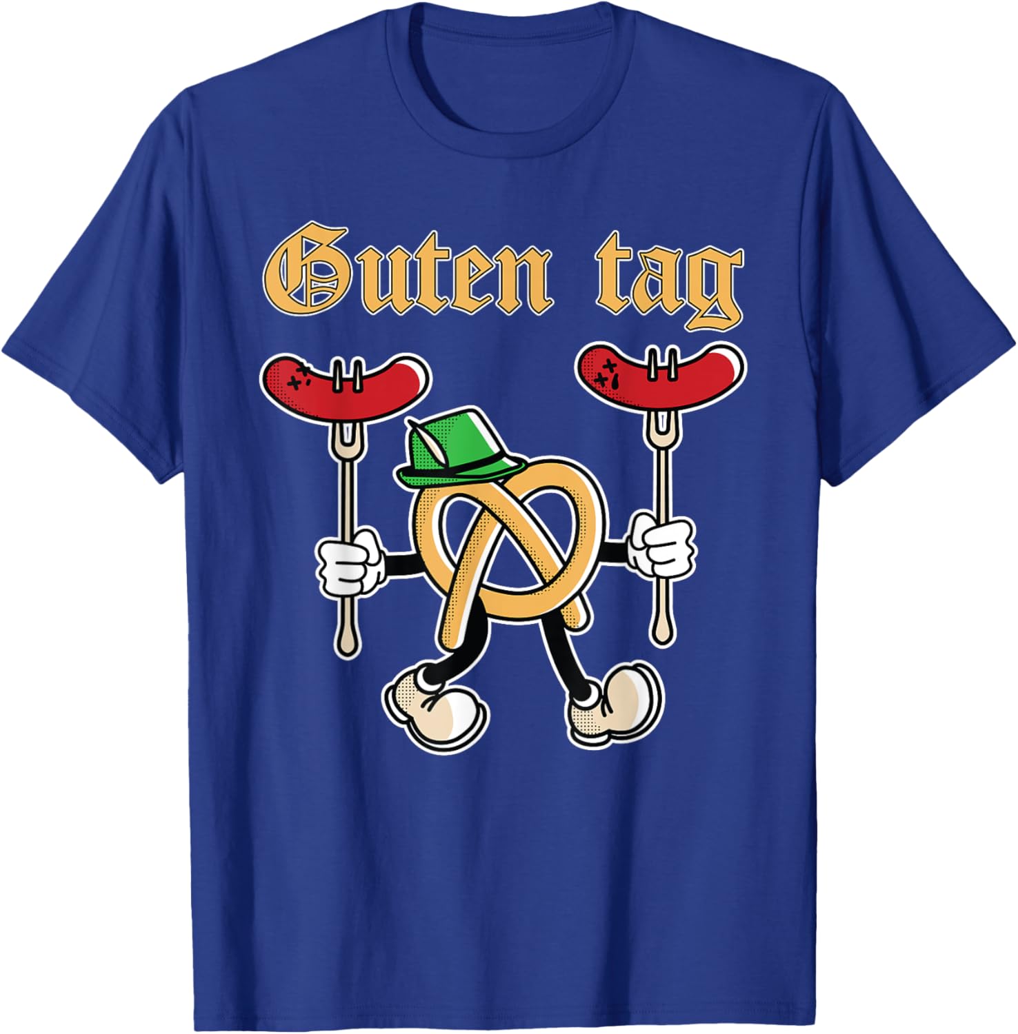Guten Tag Oktoberfest Funny Pretzel Brat-wurst German Food T-Shirt - T-Shirt | Royal