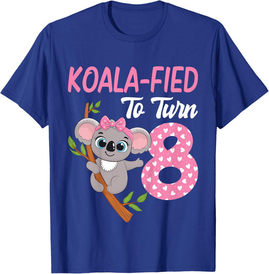 8 Year Old Koala 8th Birthday Party Animal Koala Lover T-Shirt - T-Shirt | Royal