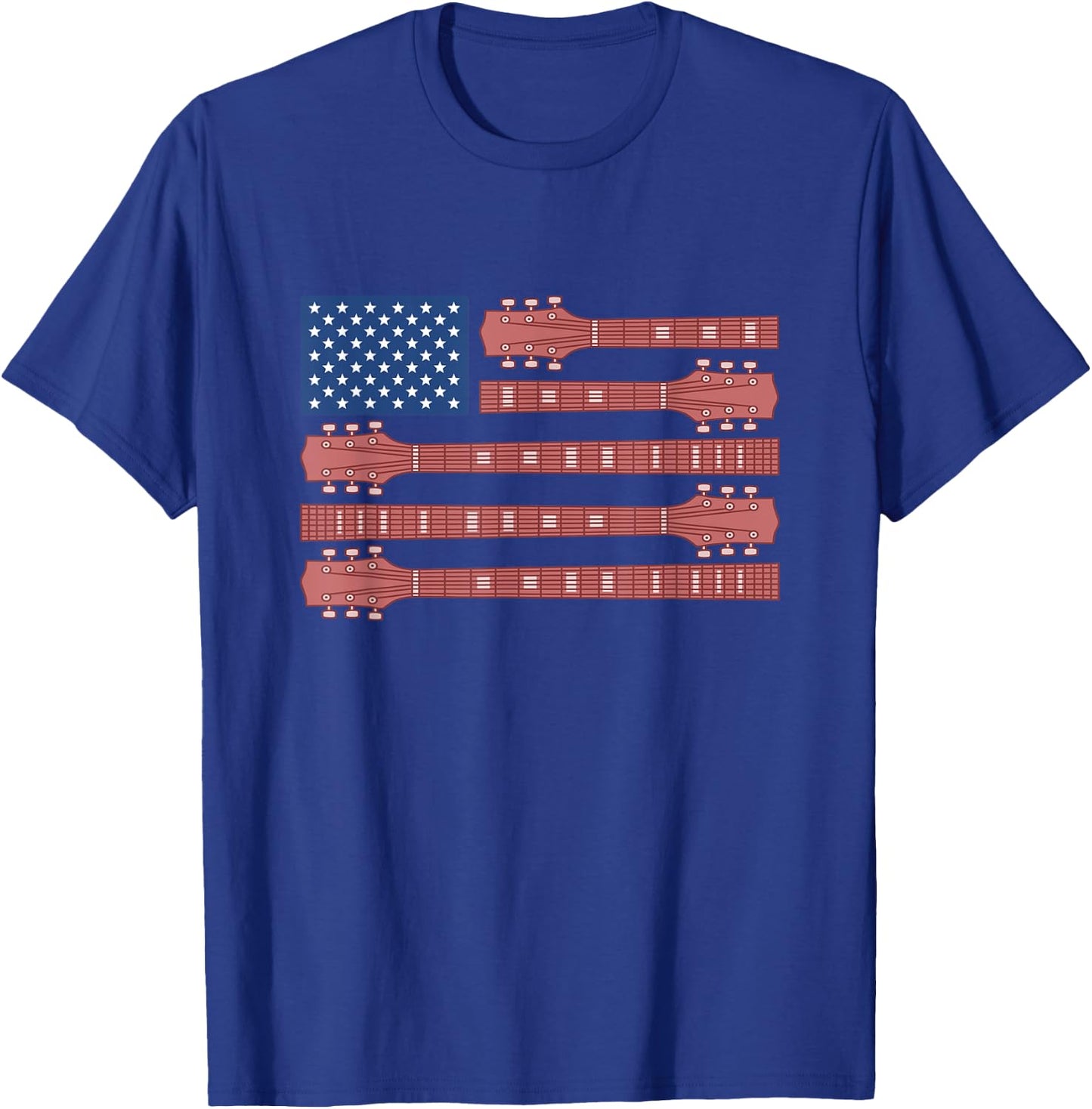 Guitar USA Flag America Independence Day 4th July Musician Women Kids Men T-Shirt - T-Shirt | Royal