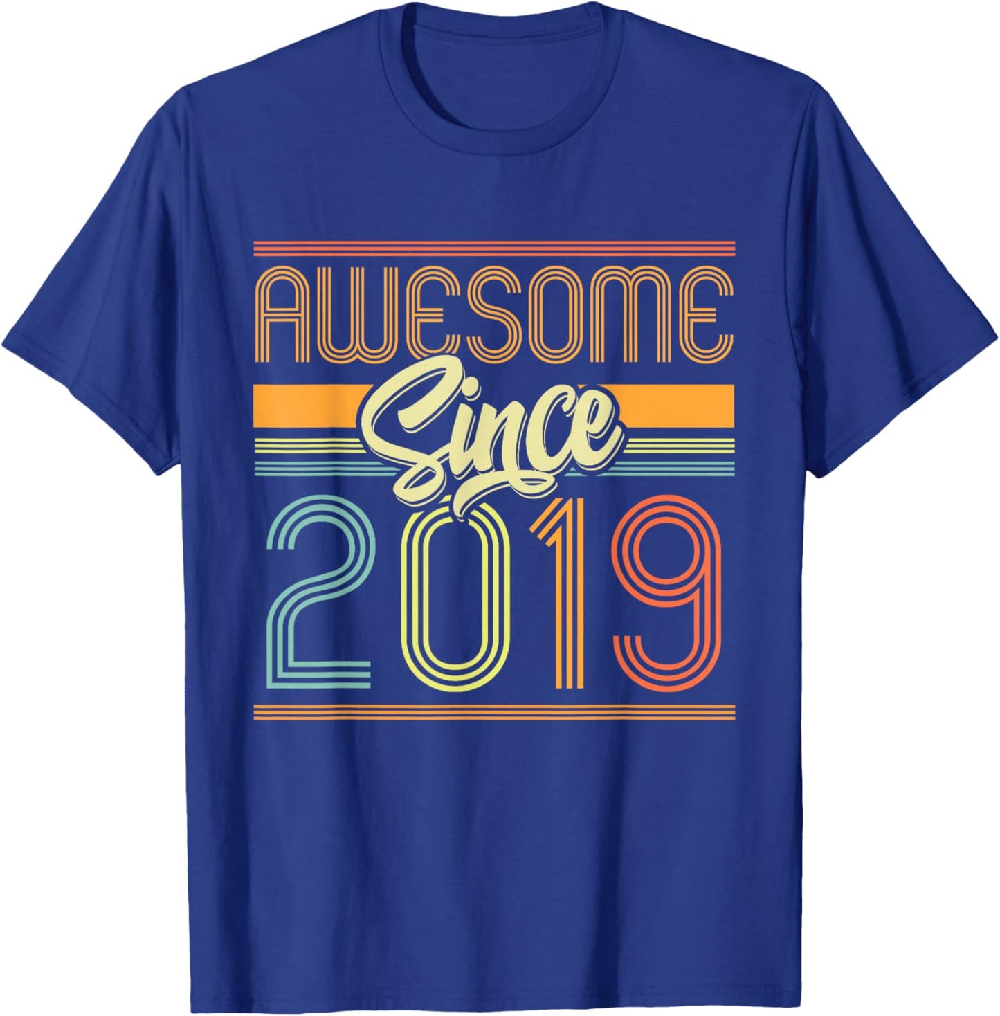 Awesome Since 2019 6th Birthday 6 Years Old Bday Kids Boys T-Shirt - T-Shirt | Royal