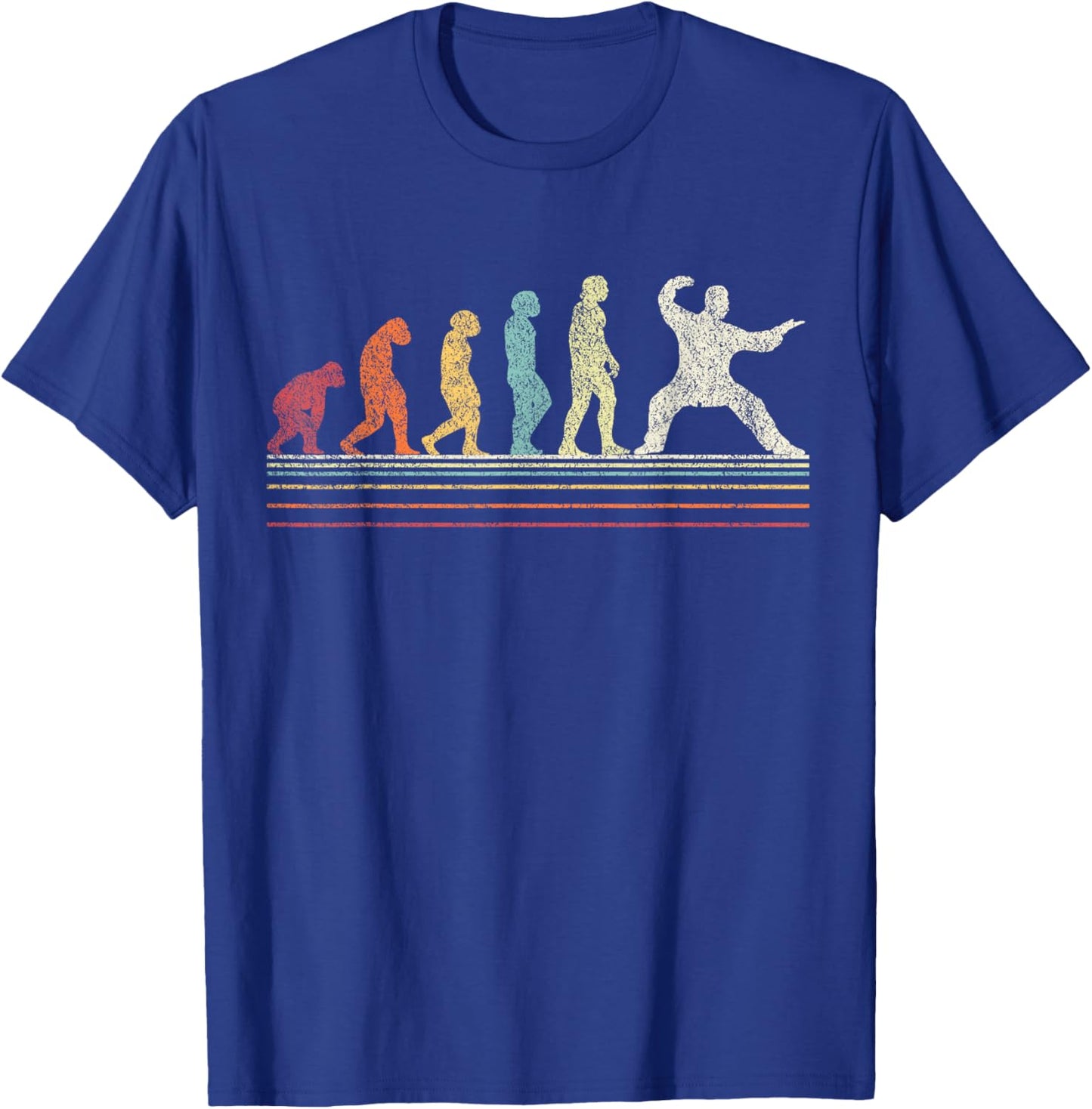 Funny Tai Chi Evolution Chinese Martial Arts Retro Vintage T-Shirt - T-Shirt | Royal