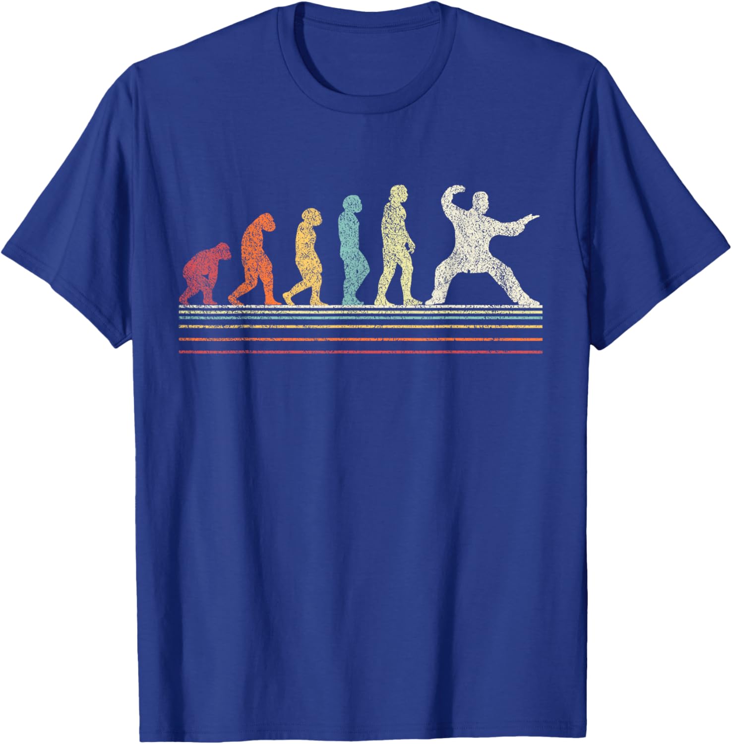 Funny Tai Chi Evolution Chinese Martial Arts Retro Vintage T-Shirt - T-Shirt | Royal