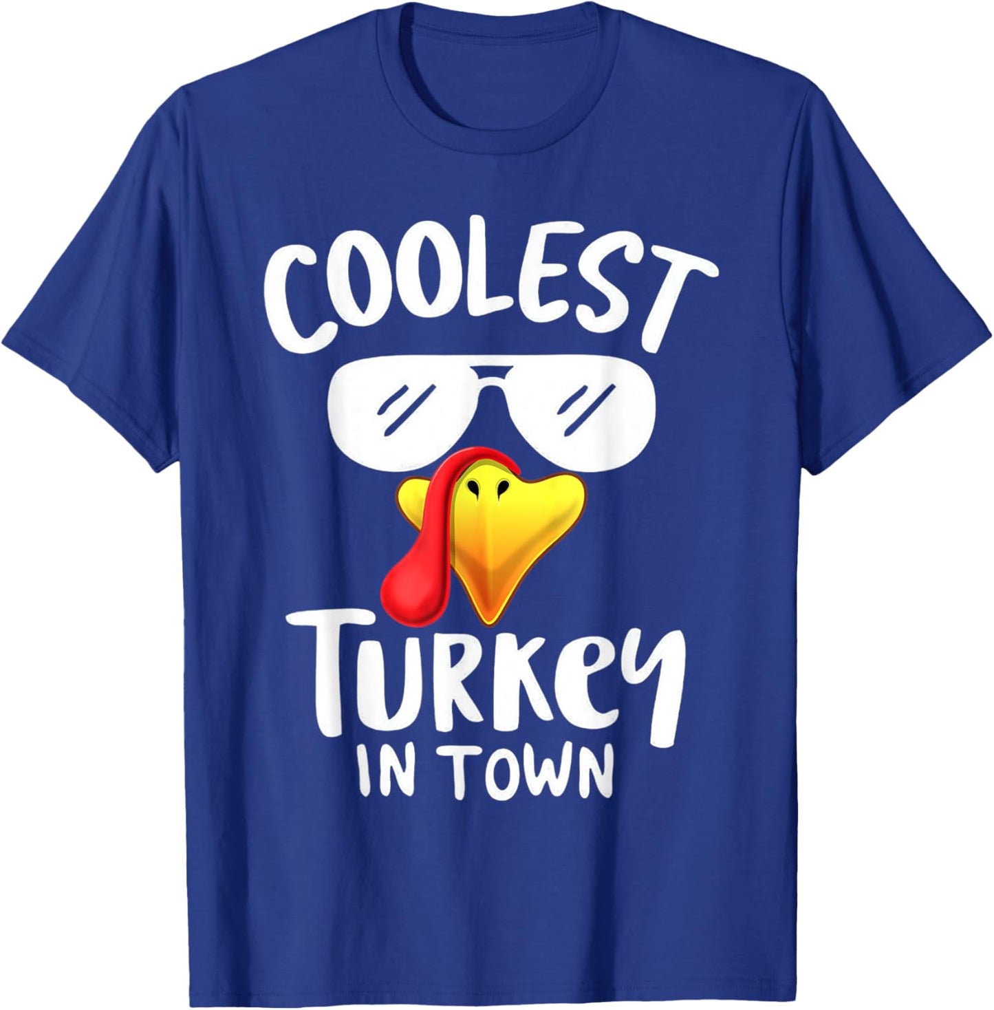 Coolest Turkey In Town Funny Turkey Thanksgiving Boys Kids T-Shirt - T-Shirt | Royal