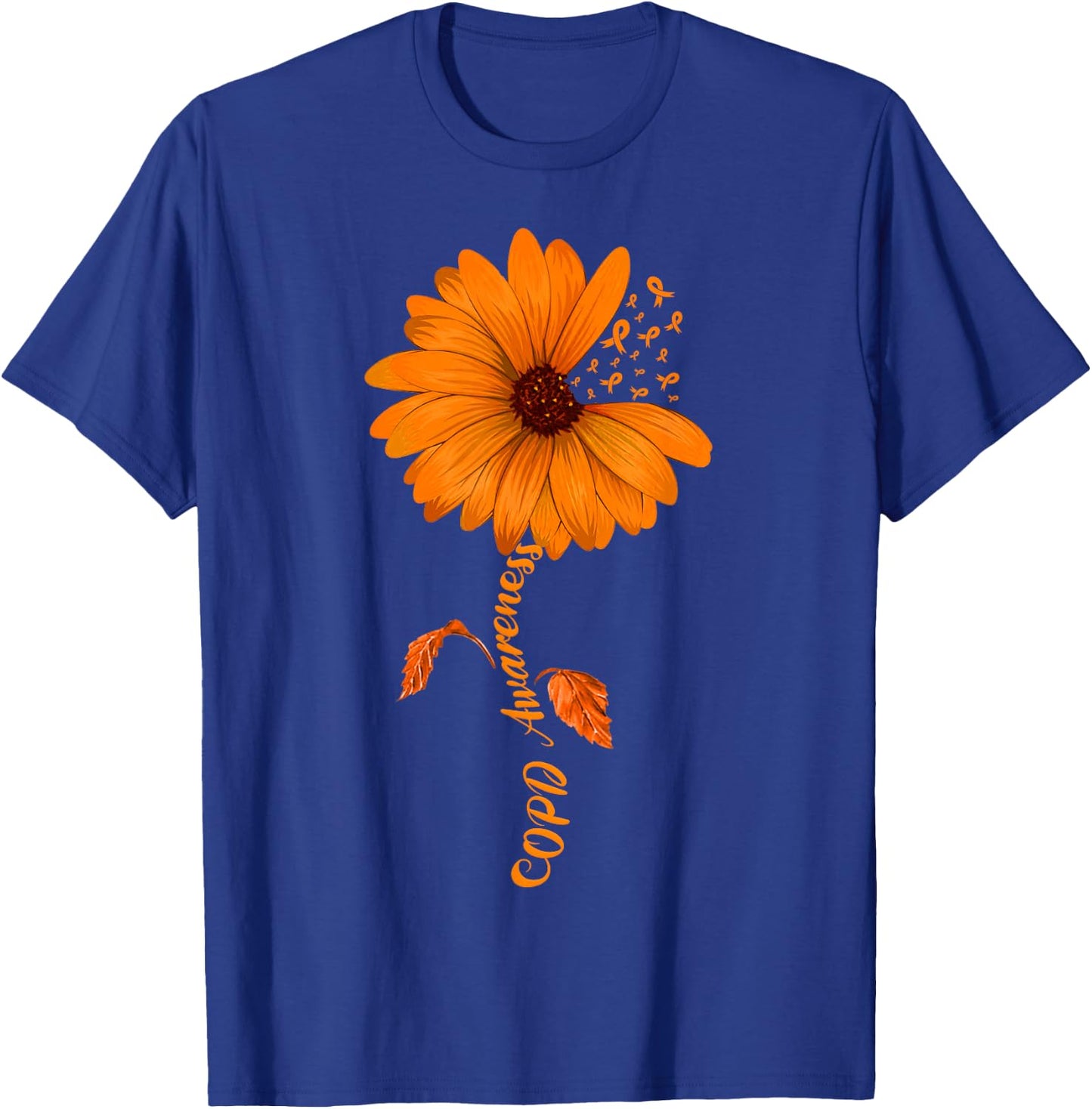 COPD Awareness Sunflower Orange Ribbon T-Shirt - T-Shirt | Royal