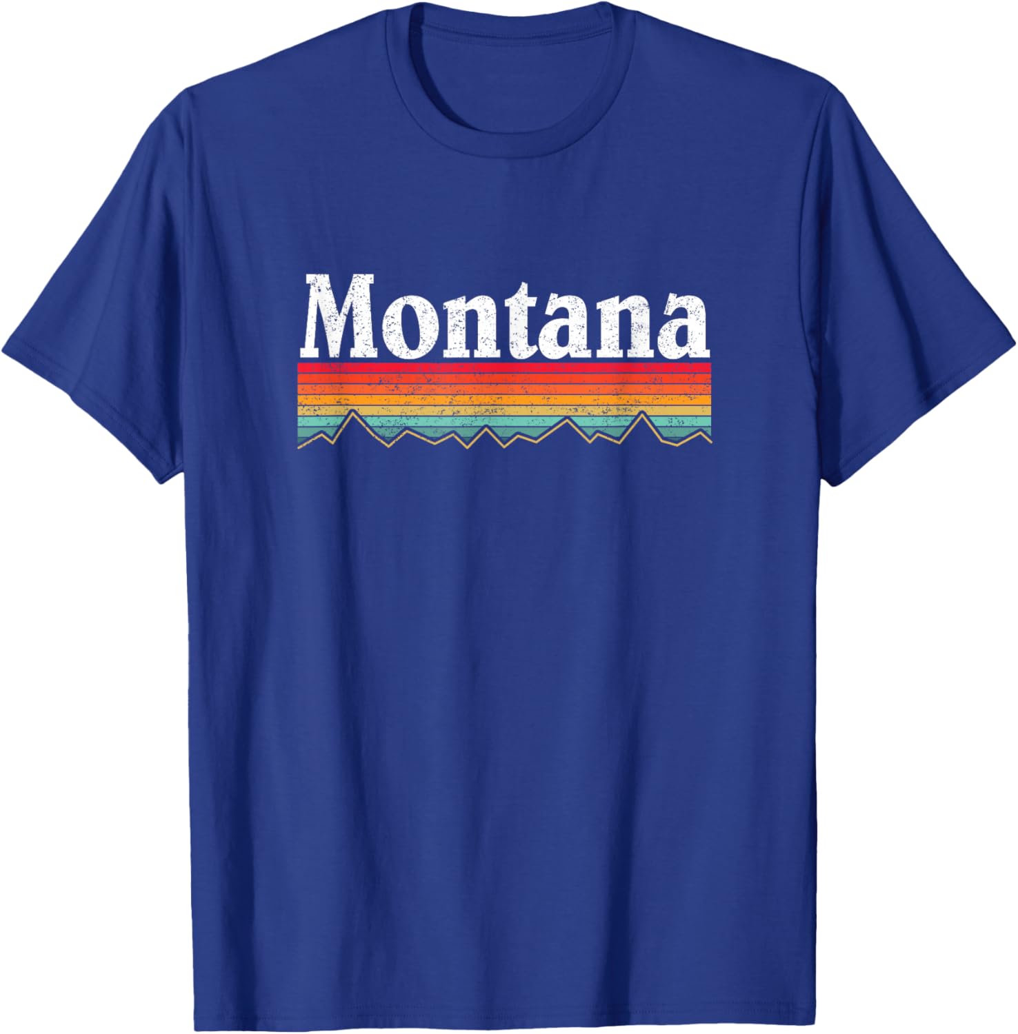 The Montana Moose Co Montana Retro Vintage Outdoors Mountain Graphic Design - Black, -Adults, Short Sleeve, , Small T-Shirt - T-Shirt | Royal