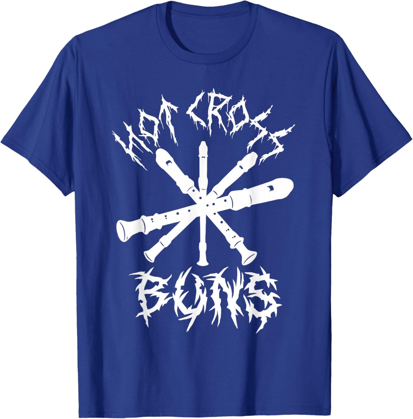 Hot Cross Buns Funny Recorder Music Ironic Heavy Metal Song T-Shirt - T-Shirt | Royal