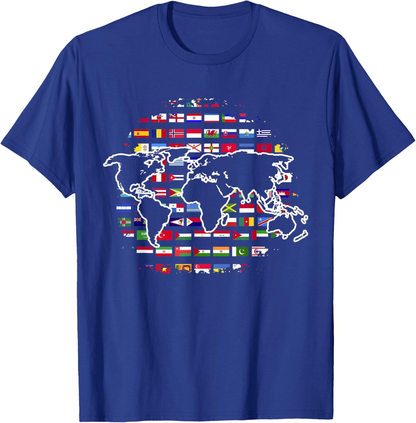 World Travel Map World Map International Flags T-Shirt - T-Shirt | Royal