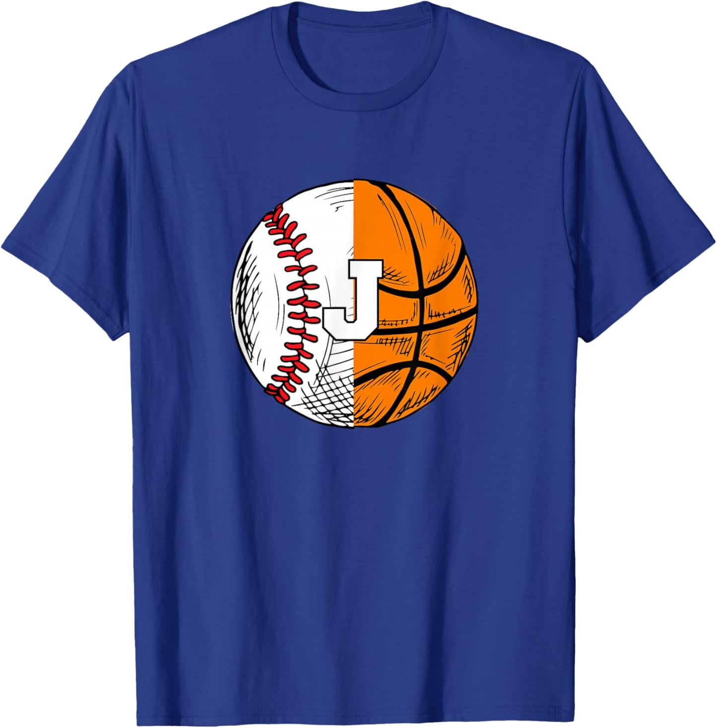 Letter J Baseball Basketball T-Shirt - T-Shirt | Royal