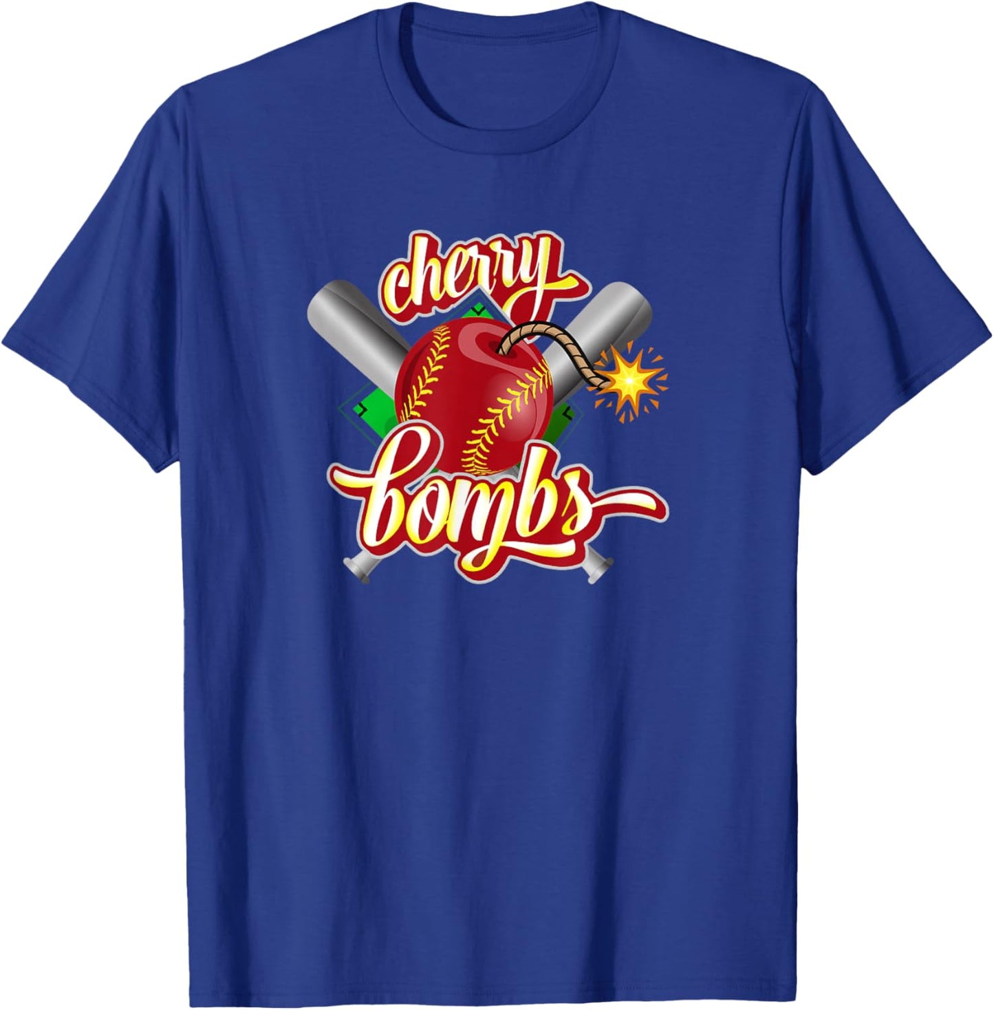 Cherry Bombs Logo Womans Softball Team Matching For Girls T-Shirt - T-Shirt | Royal