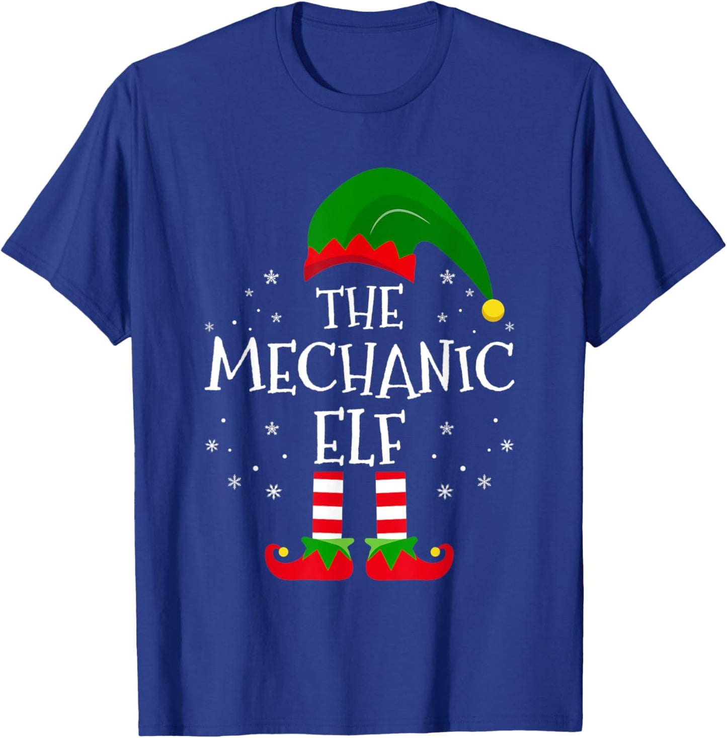 The Mechanic Elf Xmas Matching Family Christmas Pajama Funny T-Shirt - T-Shirt | Royal
