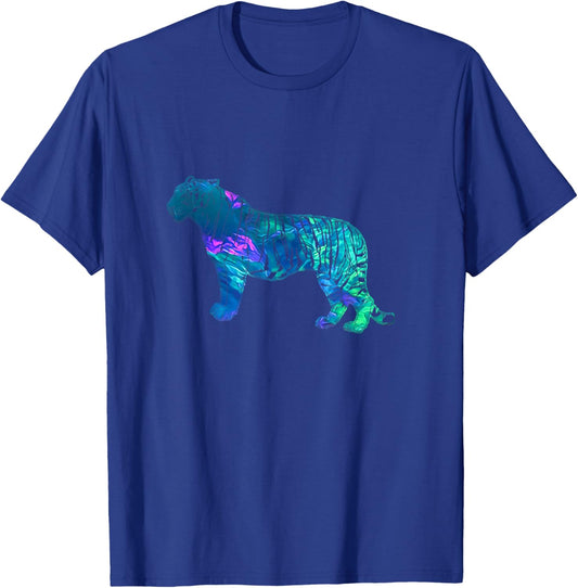 Cyan Blue Violet teal Tiger For Animal lover Christmas T-Shirt - T-Shirt | Royal