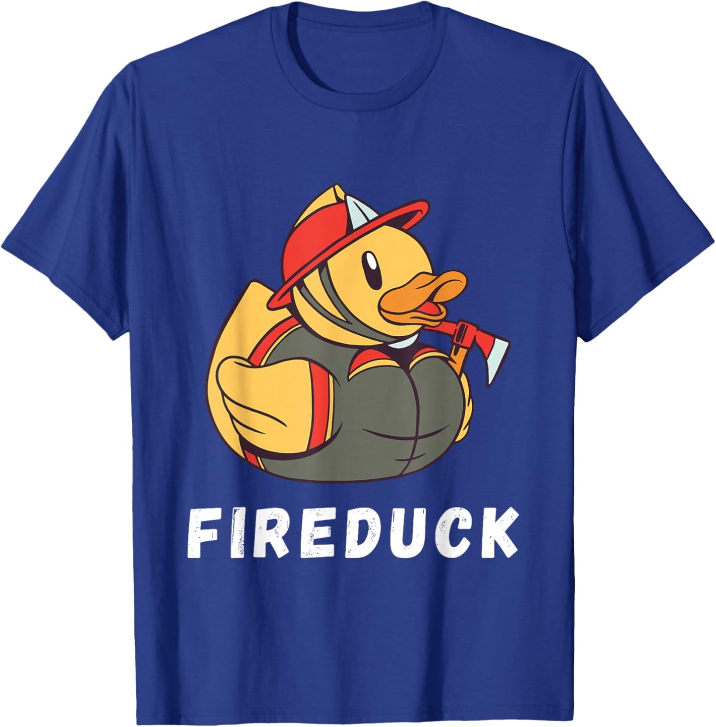 Firefighter Fireman Duck Fire Volunteer Duck T-Shirt - T-Shirt | Royal