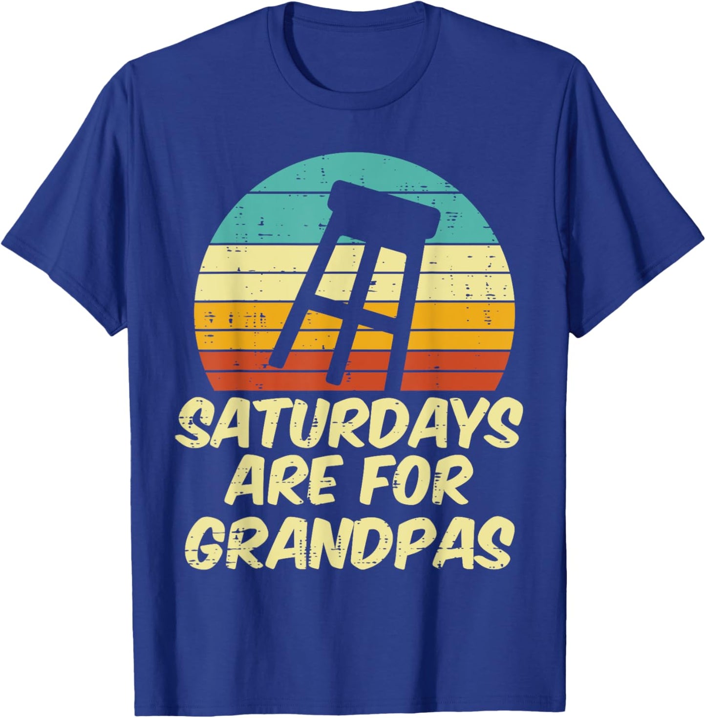 Barstool Saturdays Are For Grandpas Sunset Retro Fathers Day T-Shirt - T-Shirt | Royal