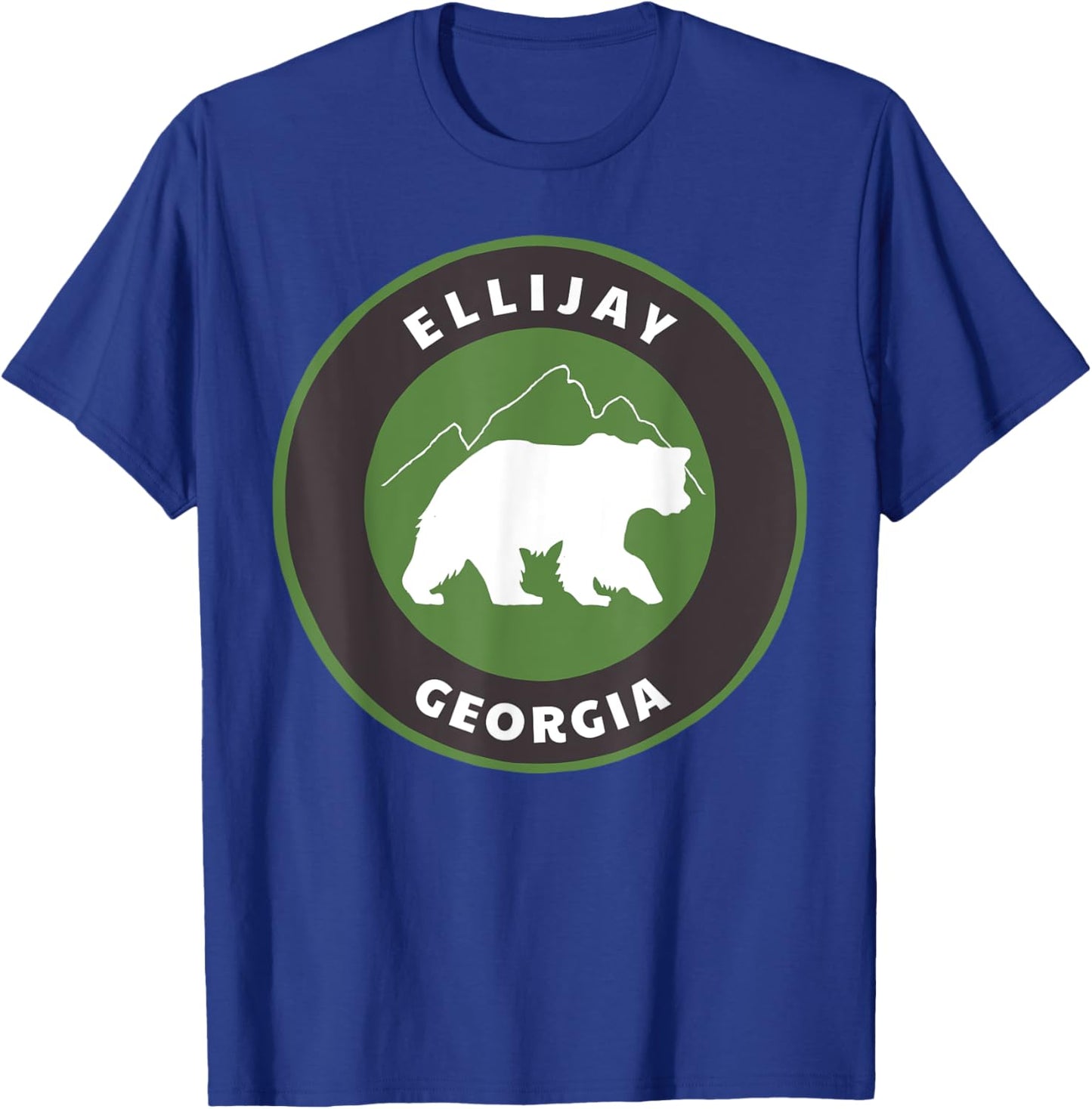 Ellijay Georgia Outdoors GA Bear Mountains Badge T-Shirt - T-Shirt | Royal