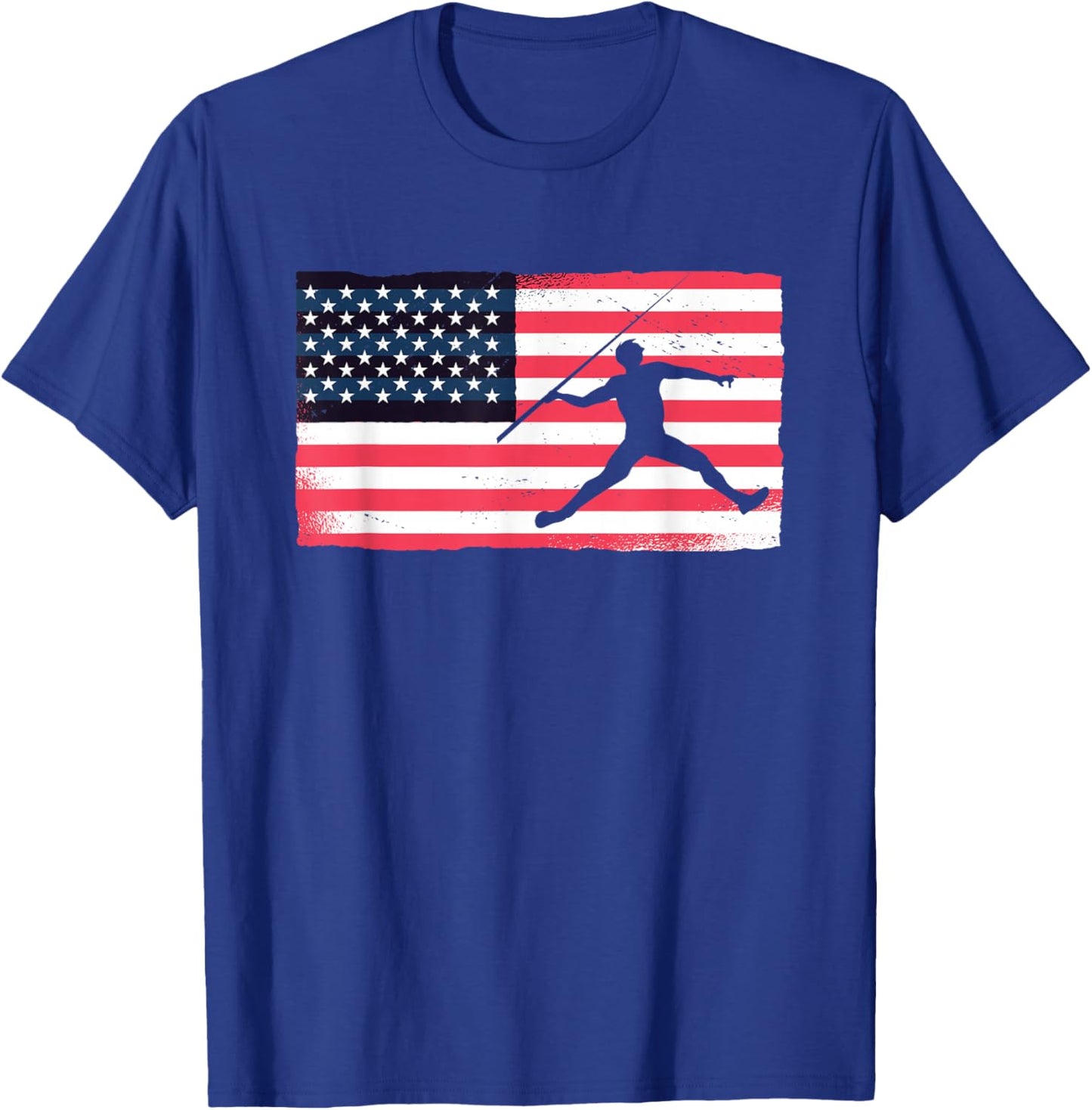 Thrower American Flag Track And Field USA Throwing Javelin T-Shirt - T-Shirt | Royal