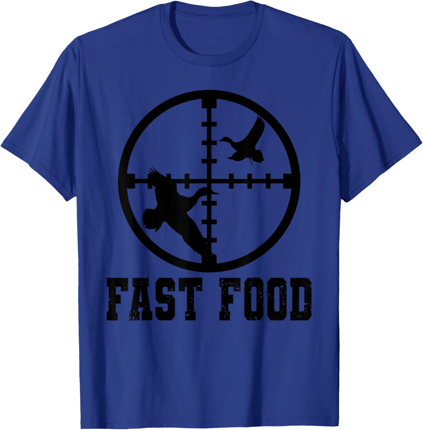 Hunter Store Wildlife Hunting Camping and more Men's Duck Hunting Funny Hunter Fast Food Grey X-Small Modern Letter Print Short Sleeve T-Shirt - T-Shirt | Royal