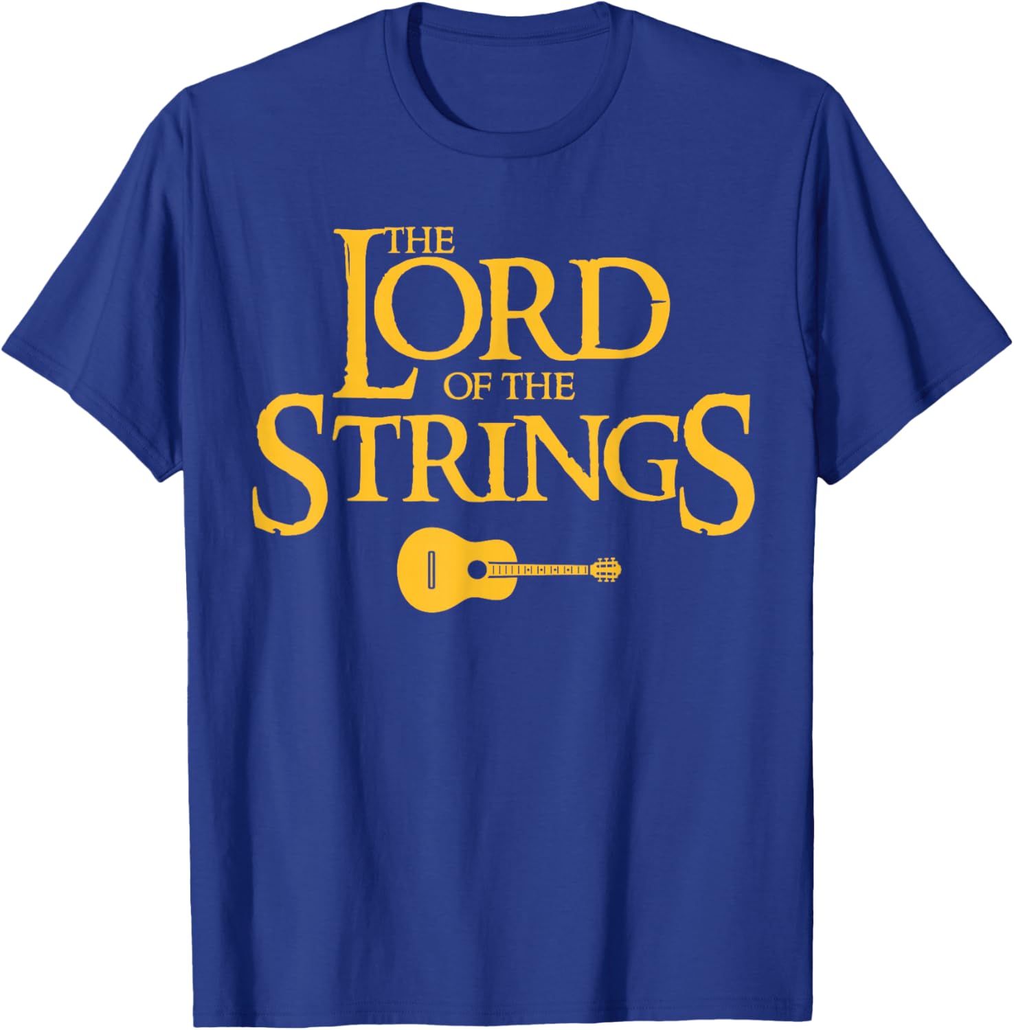 Miftees Guitar Lord of the Strings - Men's Adults Black Short Sleeve Classic Fit Cotton Polyester - Small T-Shirt - T-Shirt | Royal