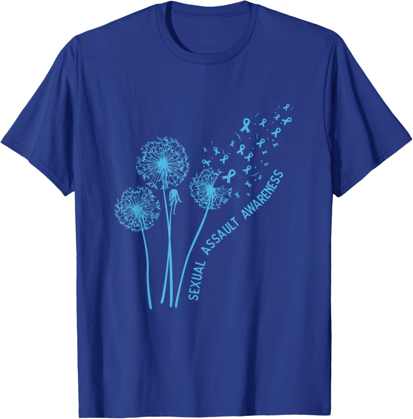 April Sexual Assault Awareness Month Teal Dandelion Ribbons T-Shirt - T-Shirt | Royal
