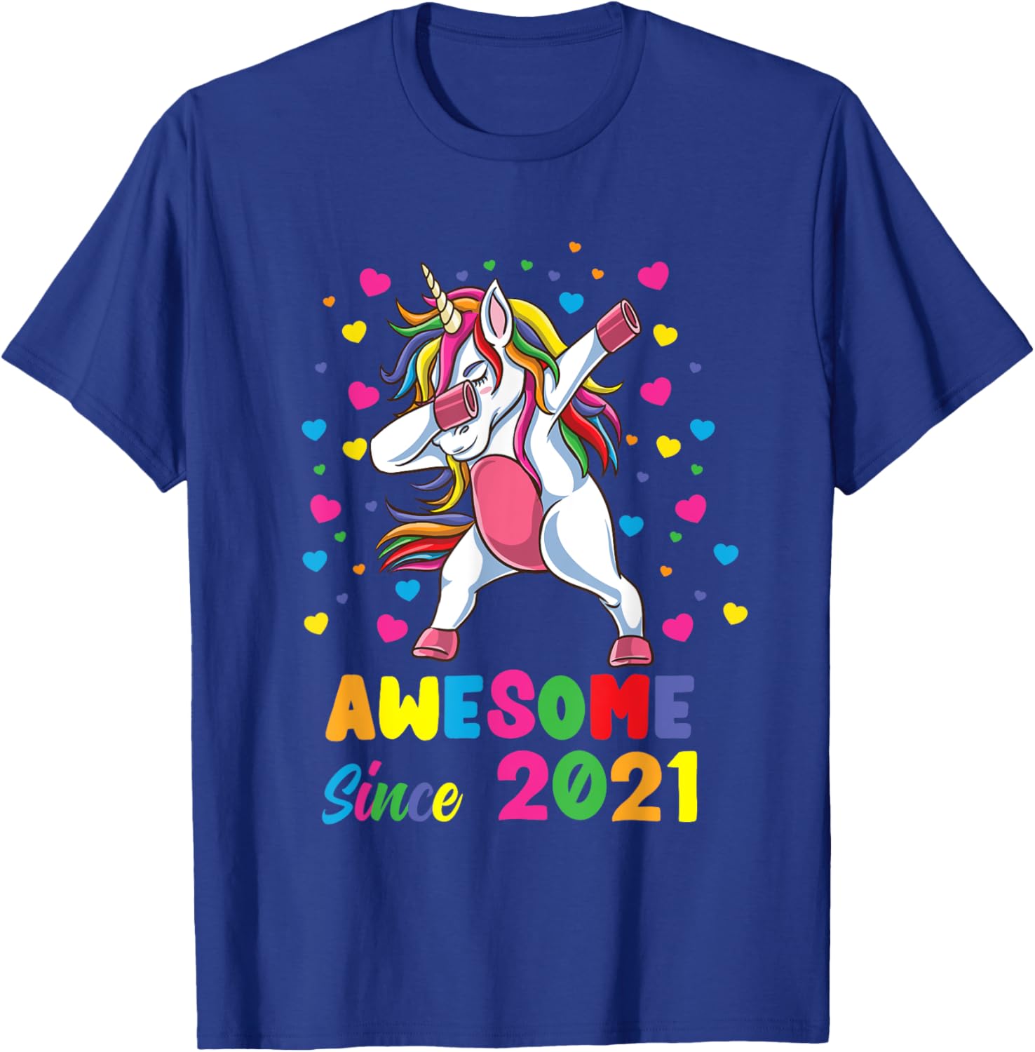 Awesome Since 2021 Dabbing Unicorn 1st Birthday T-Shirt - T-Shirt | Royal