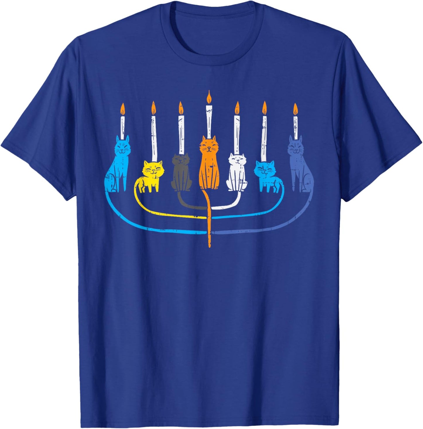 Cat Menorah Cute Jewish Kitten Hanukkah Chanukah PJs Women T-Shirt - T-Shirt | Royal
