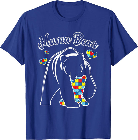 Cute Mama Bear Autism Awareness Autistic Family Lover T-Shirt - T-Shirt | Royal