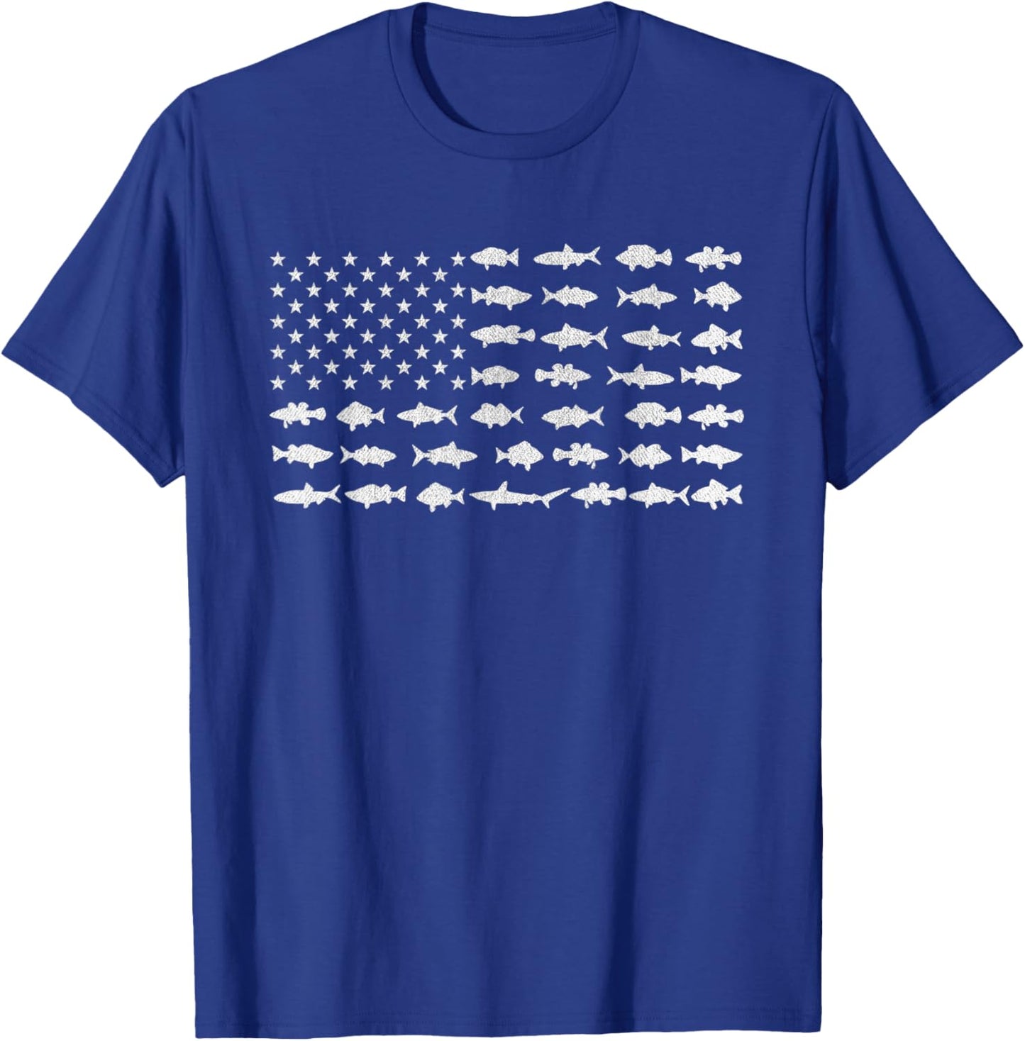 Vintage USA Fish American Flag Shirt Fishing Gifts T-Shirt - T-Shirt | Royal