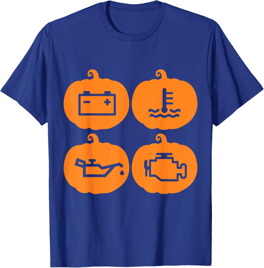Halloween Pumpkin Car Mechanic Funny Joke Check Engine T-Shirt - T-Shirt | Royal