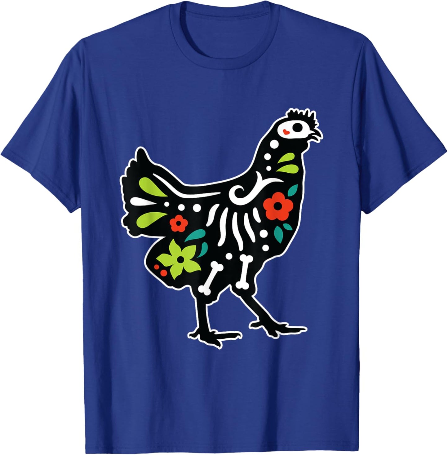 Chicken Sugar Skull Dia De Los Muertos Mexican Day Of Dead T-Shirt - T-Shirt | Royal