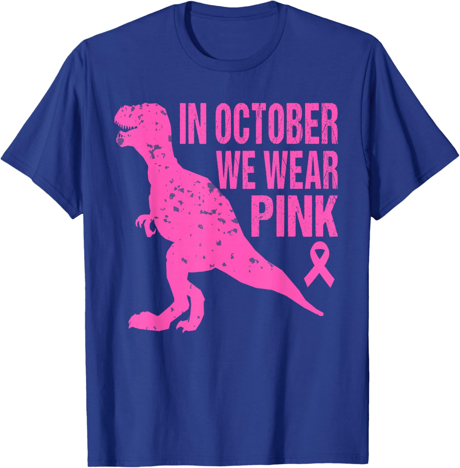 In October We Wear Pink Breast Cancer Trex Dino Kids Toddler T-Shirt - T-Shirt | Royal