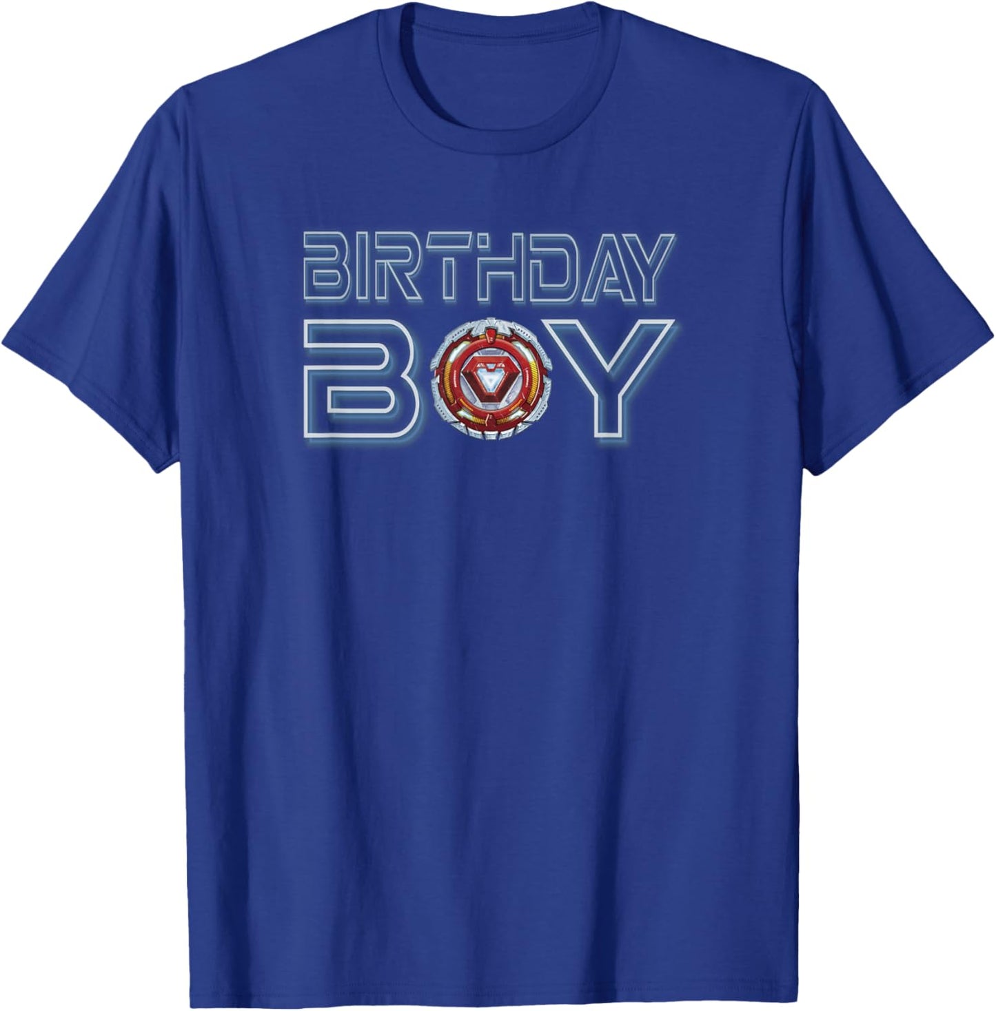 Marvel Avengers Iron Man Birthday Boy Badge T-Shirt - T-Shirt | Royal