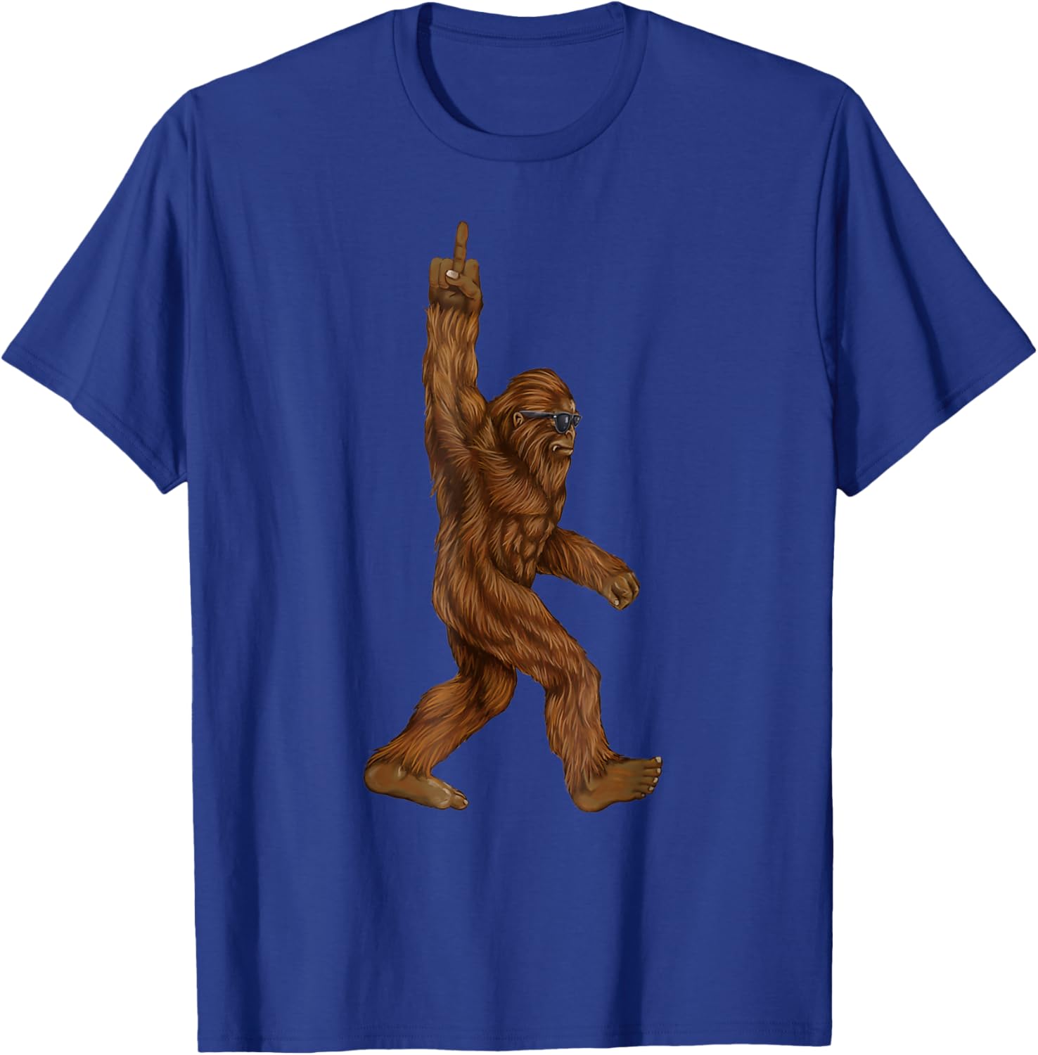 Bigfoot Middle Finger for Squatch Believers Funny T-Shirt - T-Shirt | Royal