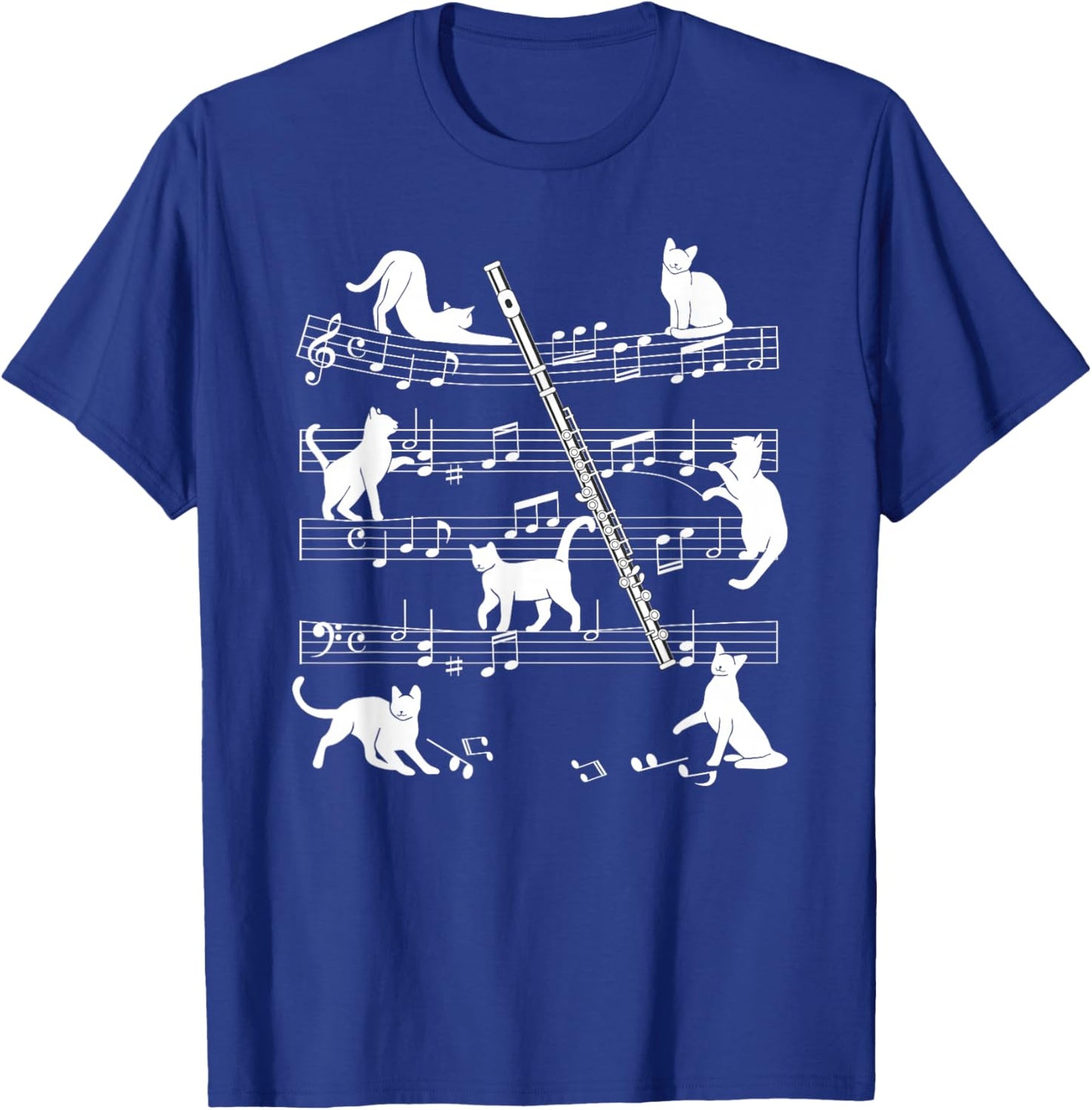 Flautist or Flutist Cats for Cat Loving Flute Player T-Shirt - T-Shirt | Royal