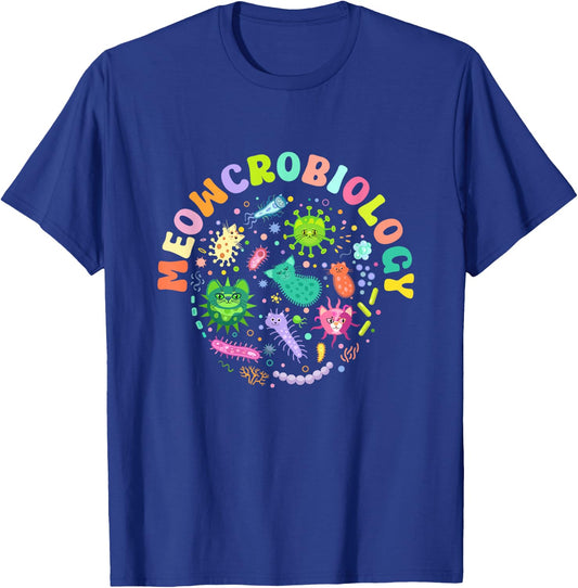 Meowcrobiology Funny Cats Microbiology Science Teacher T-Shirt - T-Shirt | Royal