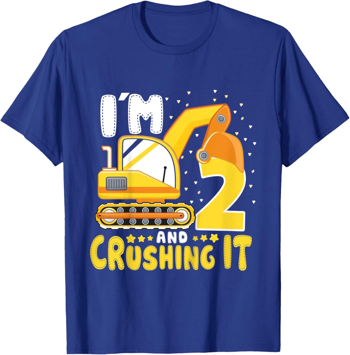 Kids I'M 2 AND CRUSHIN IT 2nd Birthday Boy 2 Year Old Excavator T-Shirt - T-Shirt | Royal