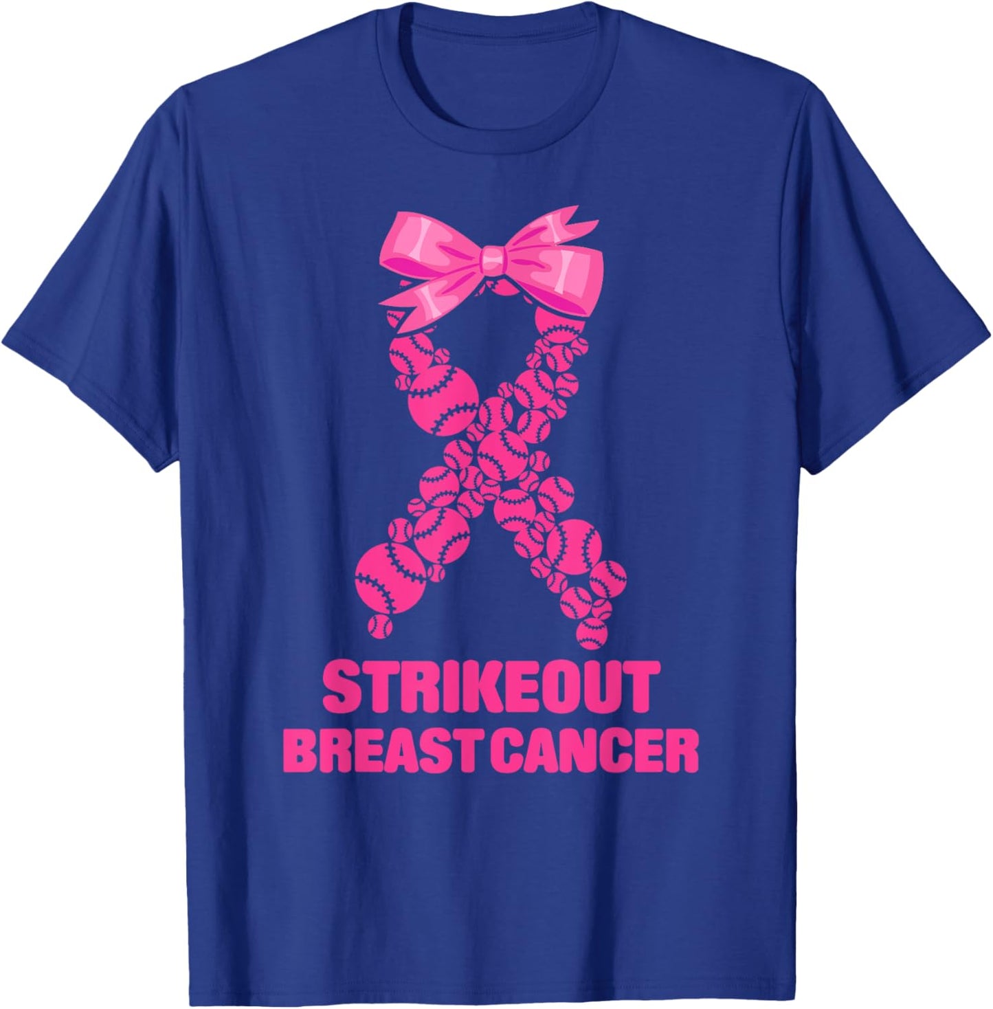 Strike Out Breast Cancer Awareness Softball Fighters T-Shirt - T-Shirt | Royal