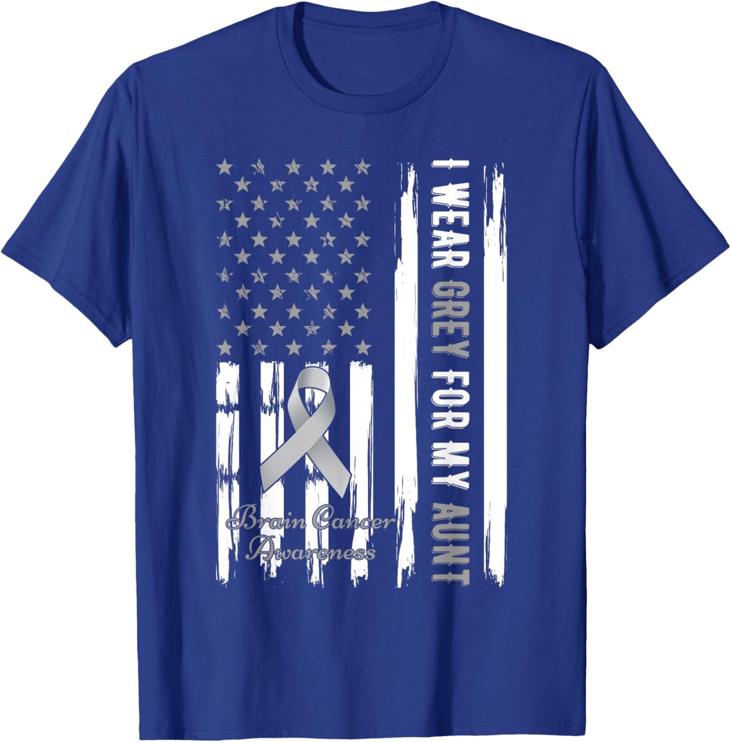 I Wear Grey For My Aunt Brain Cancer Awareness T-Shirt - T-Shirt | Royal