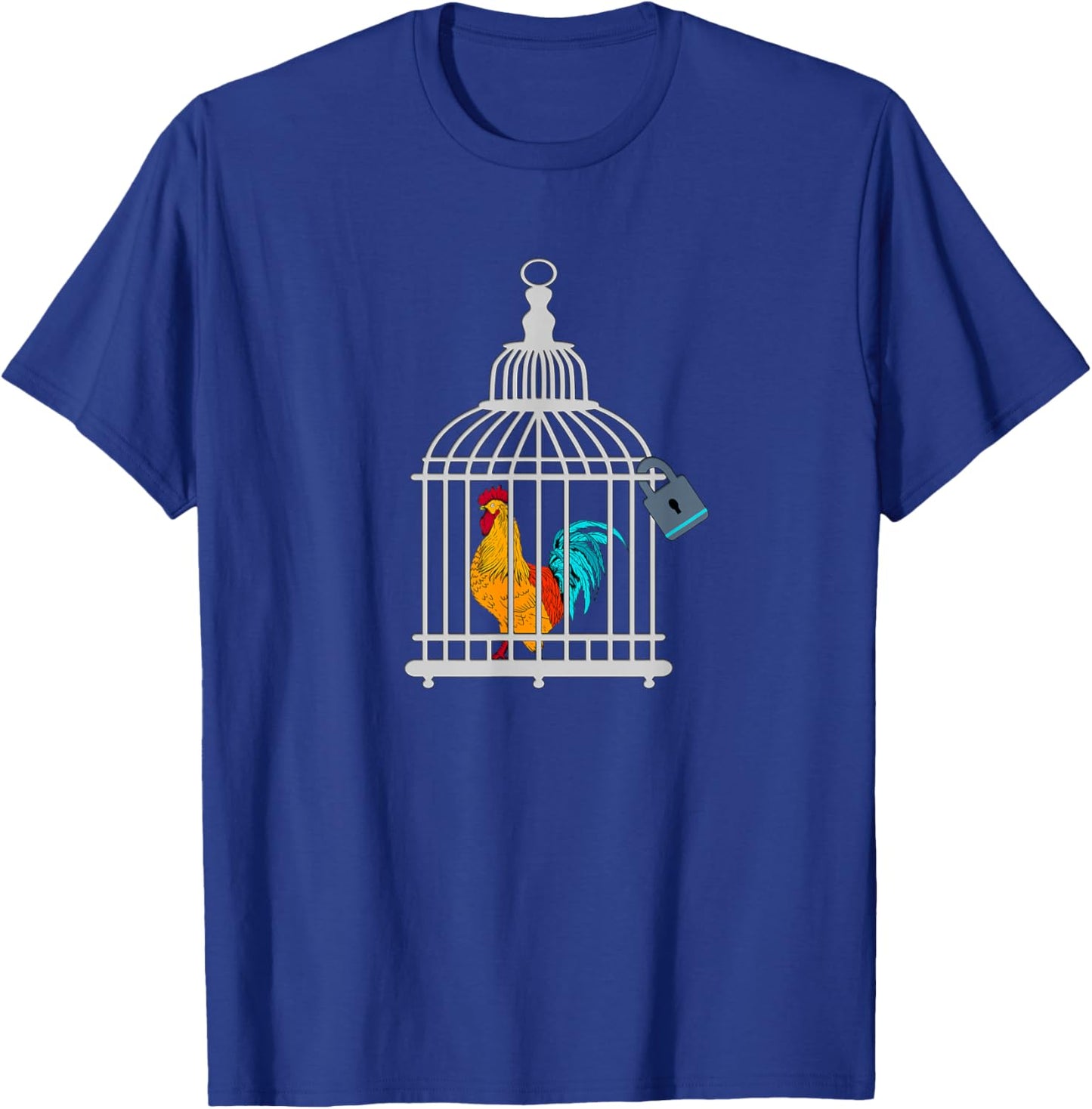 RED ROOSTER COCK MALE CHASTITY Chicken in Cage T-Shirt - T-Shirt | Royal