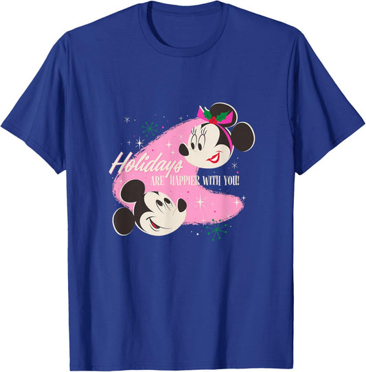 Disney Mickey & Minnie Mouse Holidays are Happier With You T-Shirt - T-Shirt | Royal